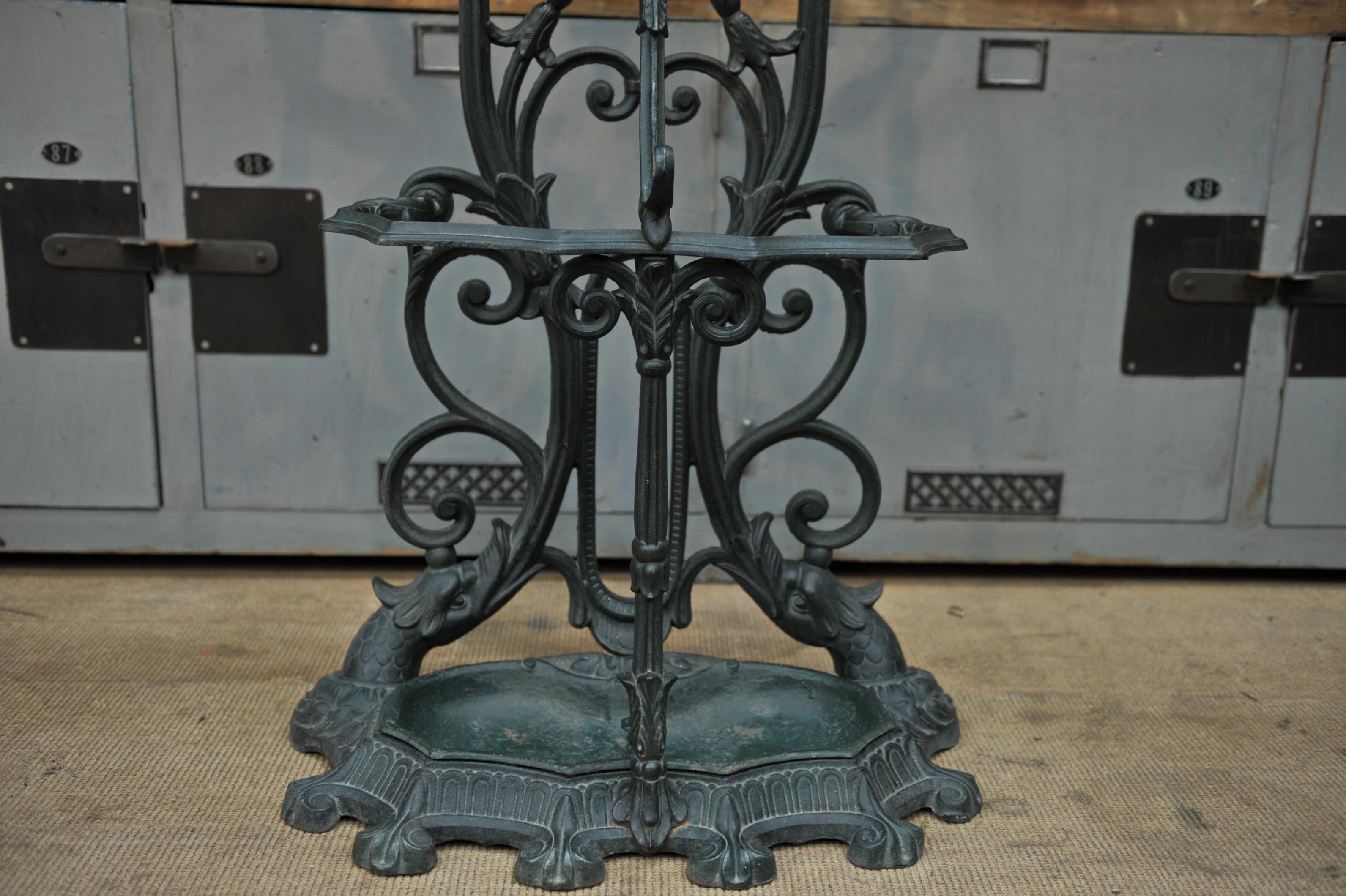 Cast Iron Art Nouveau Style Coat Rack and Umbrella Stand For Sale 2