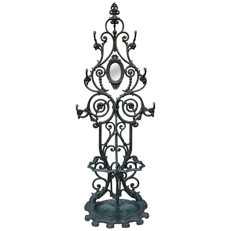 Cast Iron Art Nouveau Style Coat Rack, Cast Iron Coat Stand