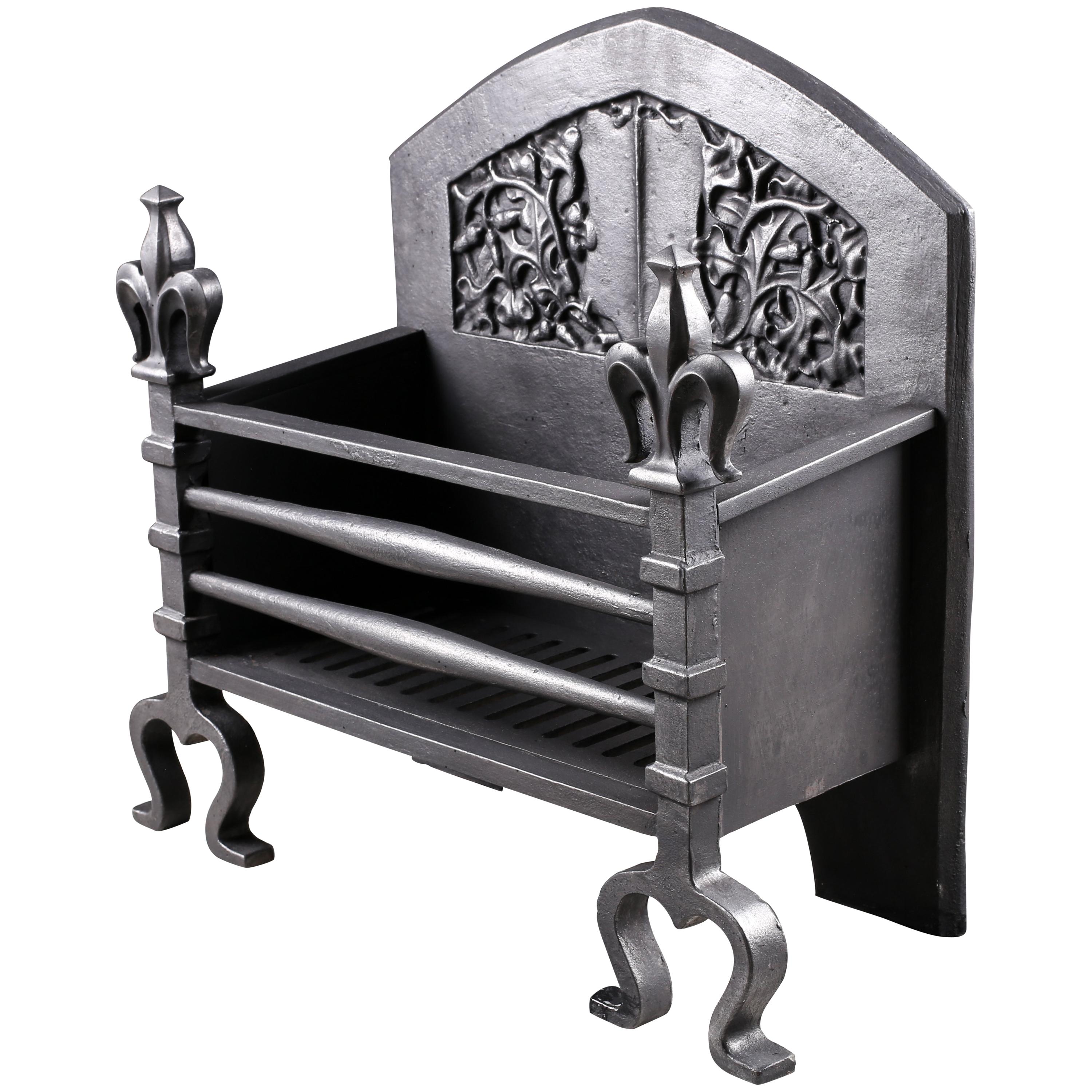 Cast Iron Arts & Crafts Victorian Fire Grate in the Renaissance Style, English