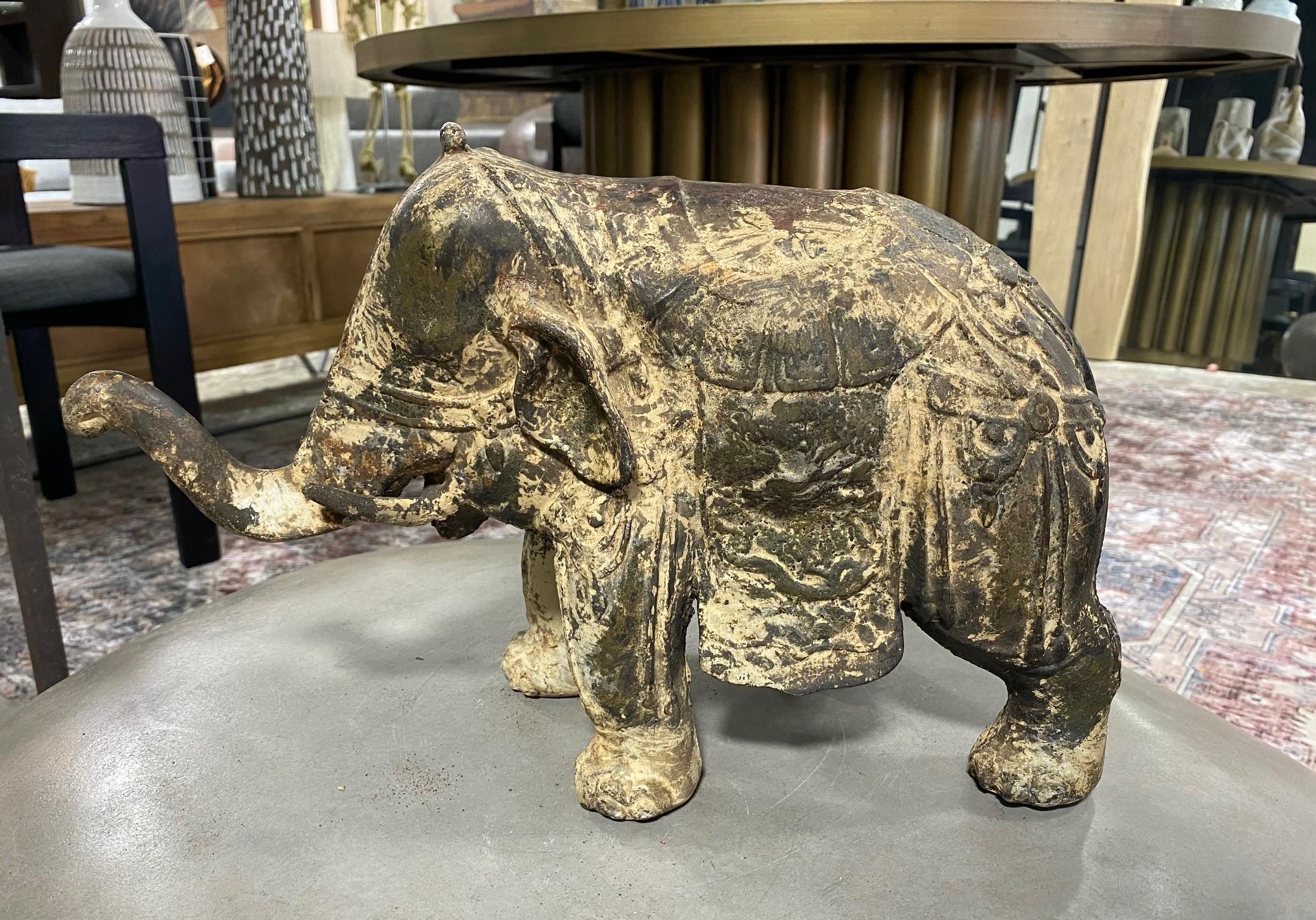 A very eye-catching and wonderful work. A bit of a designer's dream accent piece. Heavy and solid with a rich, aged patina.

We have seen only one other like it which was said to have been acquired in Japan and dated from the mid-1800s. 

Would