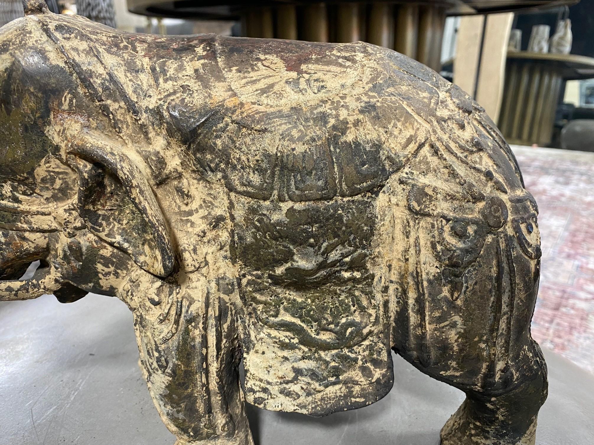 19th Century Cast Iron Asian Elephant Sculpure, 1800s
