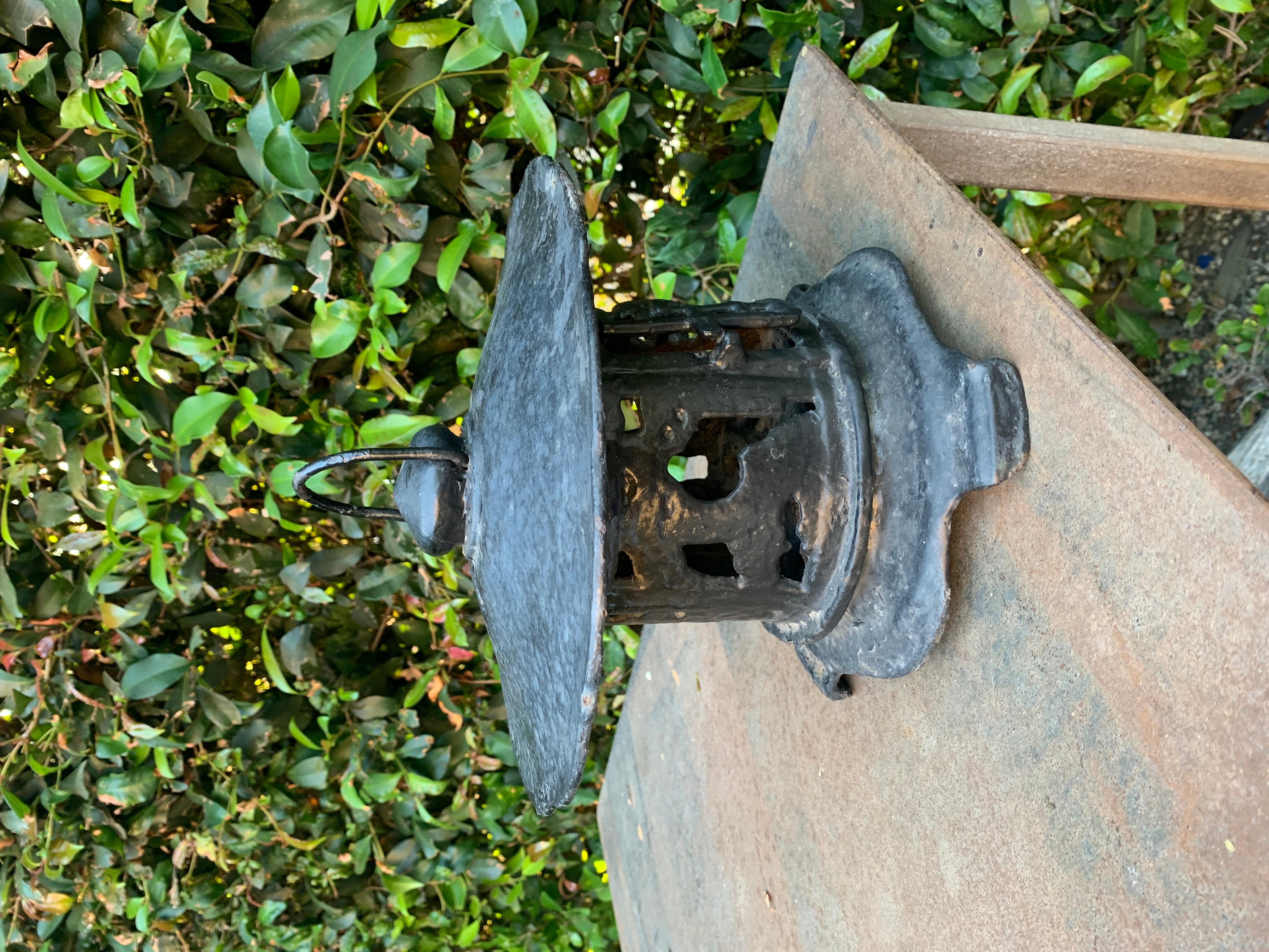 Wrought Iron Cast Iron Asian Style Lantern with Handle