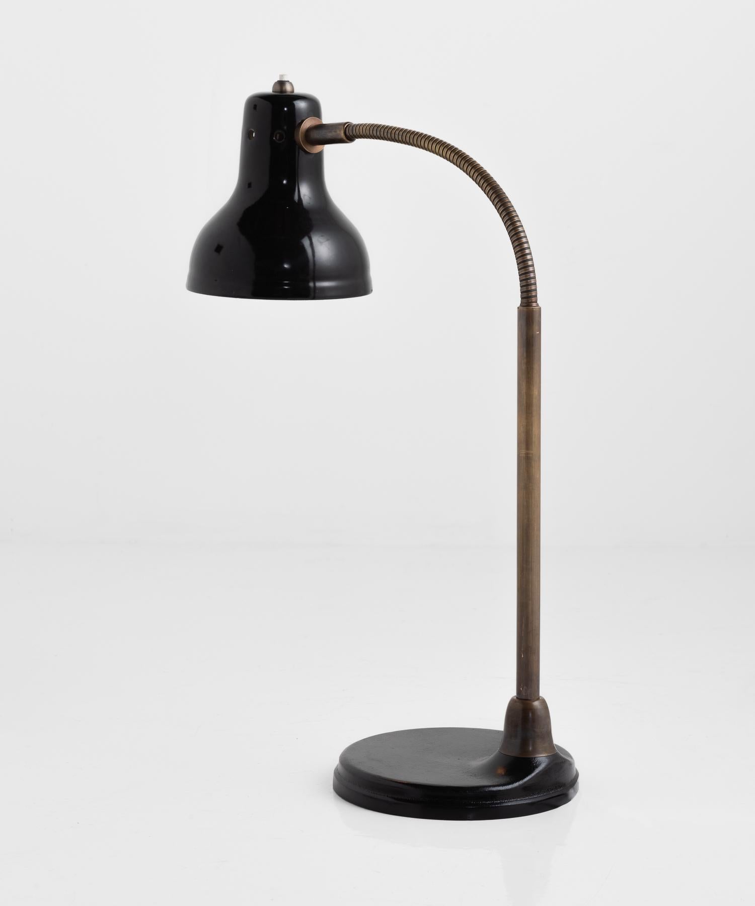 Italian Cast Iron Base Table Lamp, Made in Italy For Sale