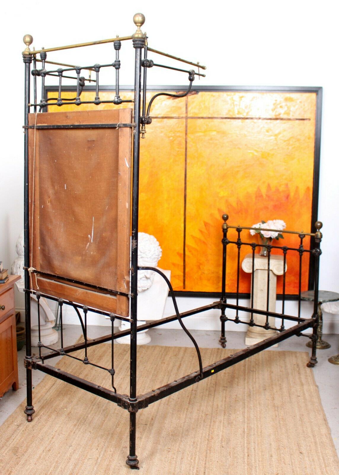 Cast Iron Bed Frame Brass Victorian 19th Century Bedframe For Sale 5