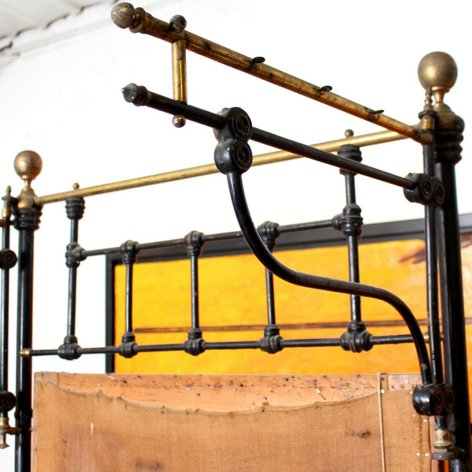 Cast Iron Bed Frame Brass Victorian 19th Century Bedframe For Sale 2