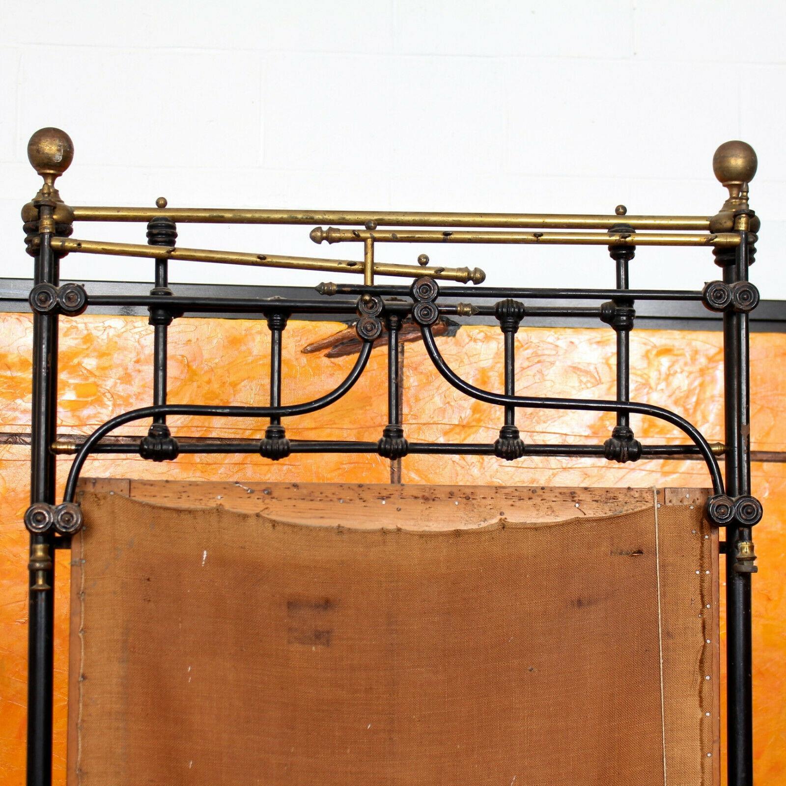 Cast Iron Bed Frame Brass Victorian 19th Century Bedframe For Sale 3