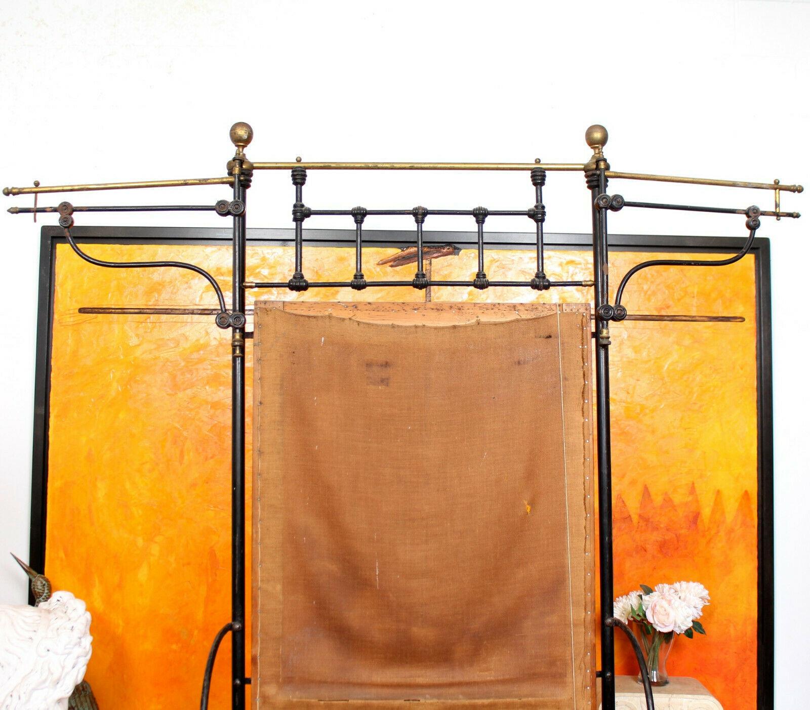 Cast Iron Bed Frame Brass Victorian 19th Century Bedframe For Sale 4