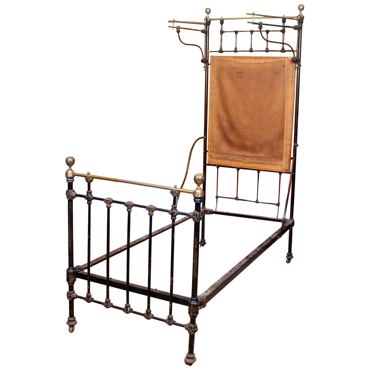 Cast Iron Bed Frame Brass Victorian 19th Century Bedframe For Sale