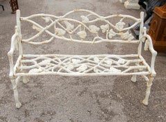 Cast Iron Bench with Branch and Leaf Design, Finished in Antique White.