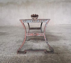 Folke Bensow cast iron and solid oak bench for Näfverkvarns Bruk Sweden 1920s