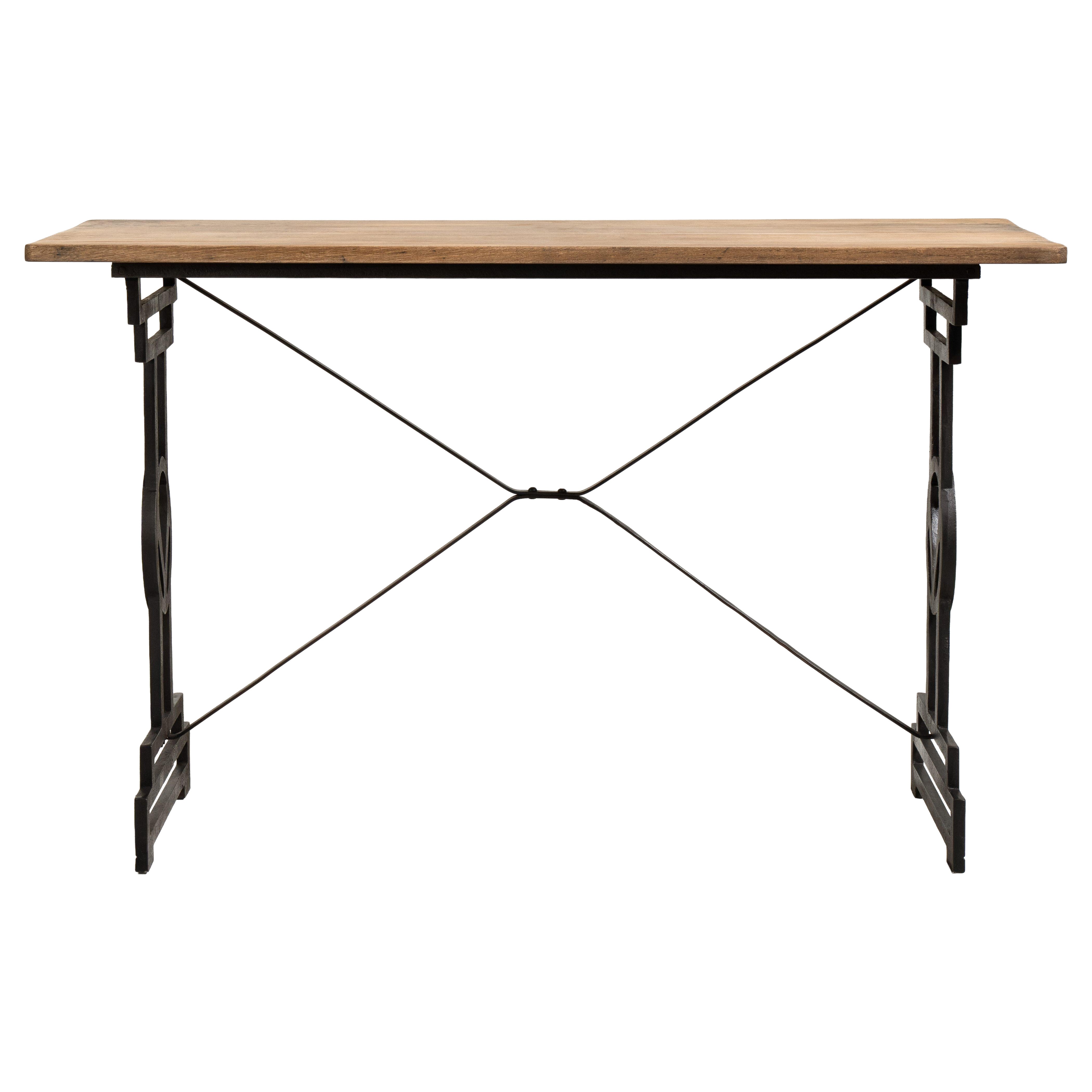 Cast Iron Bistro Table With Oak Top
