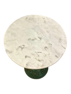Cast Iron Bistro Table with White Marble Top, 19th Century
