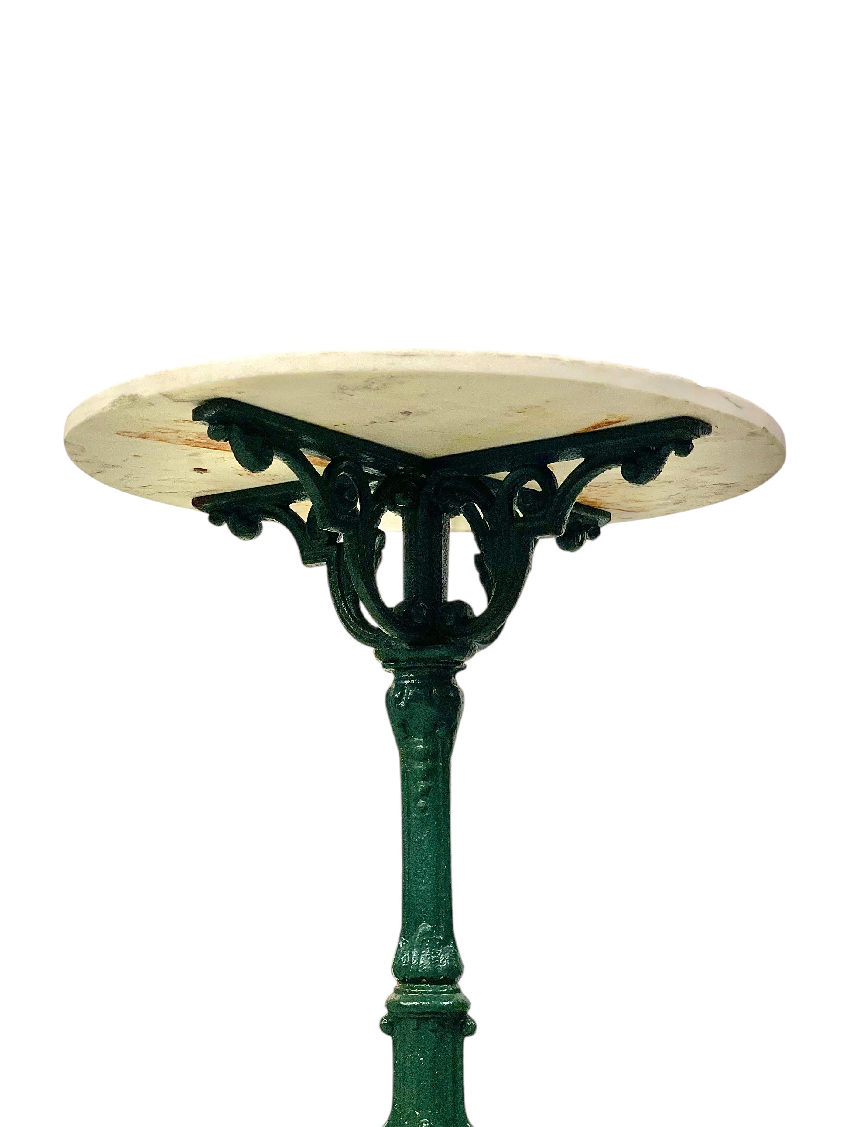French Cast Iron Bistro Table with White Marble Top, 19th Century