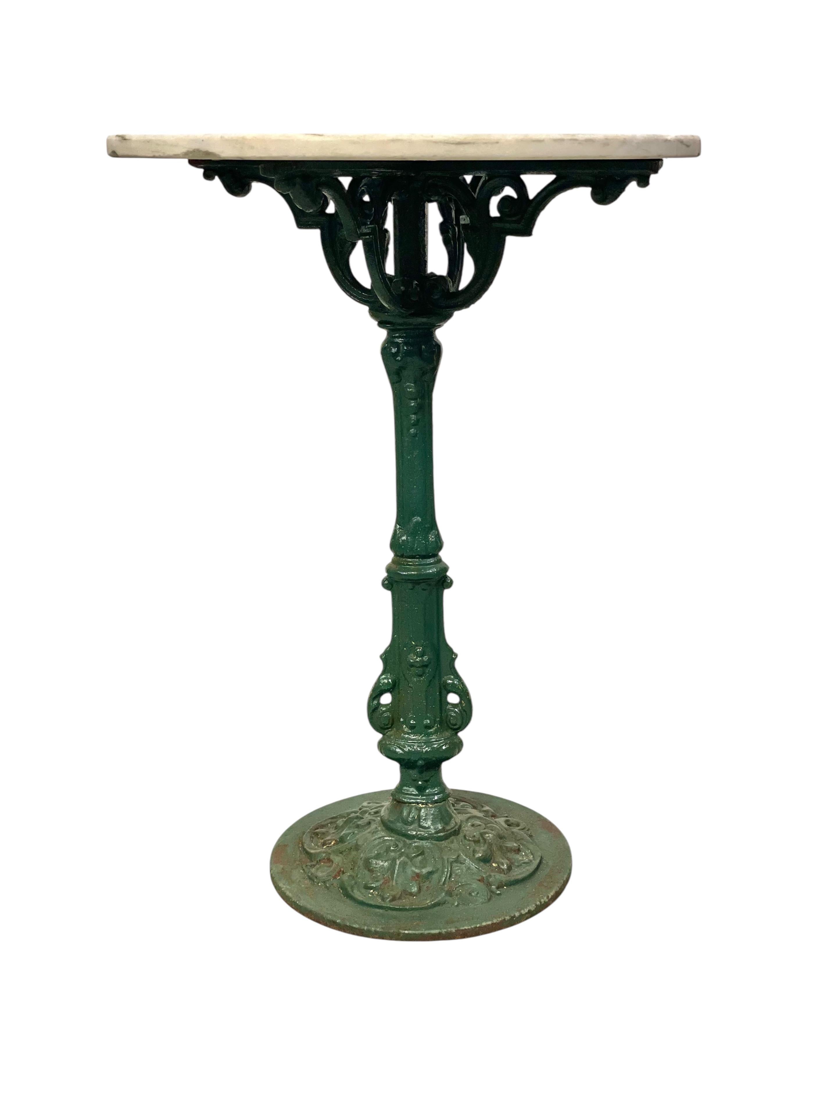 Cast Iron Bistro Table with White Marble Top, 19th Century 1