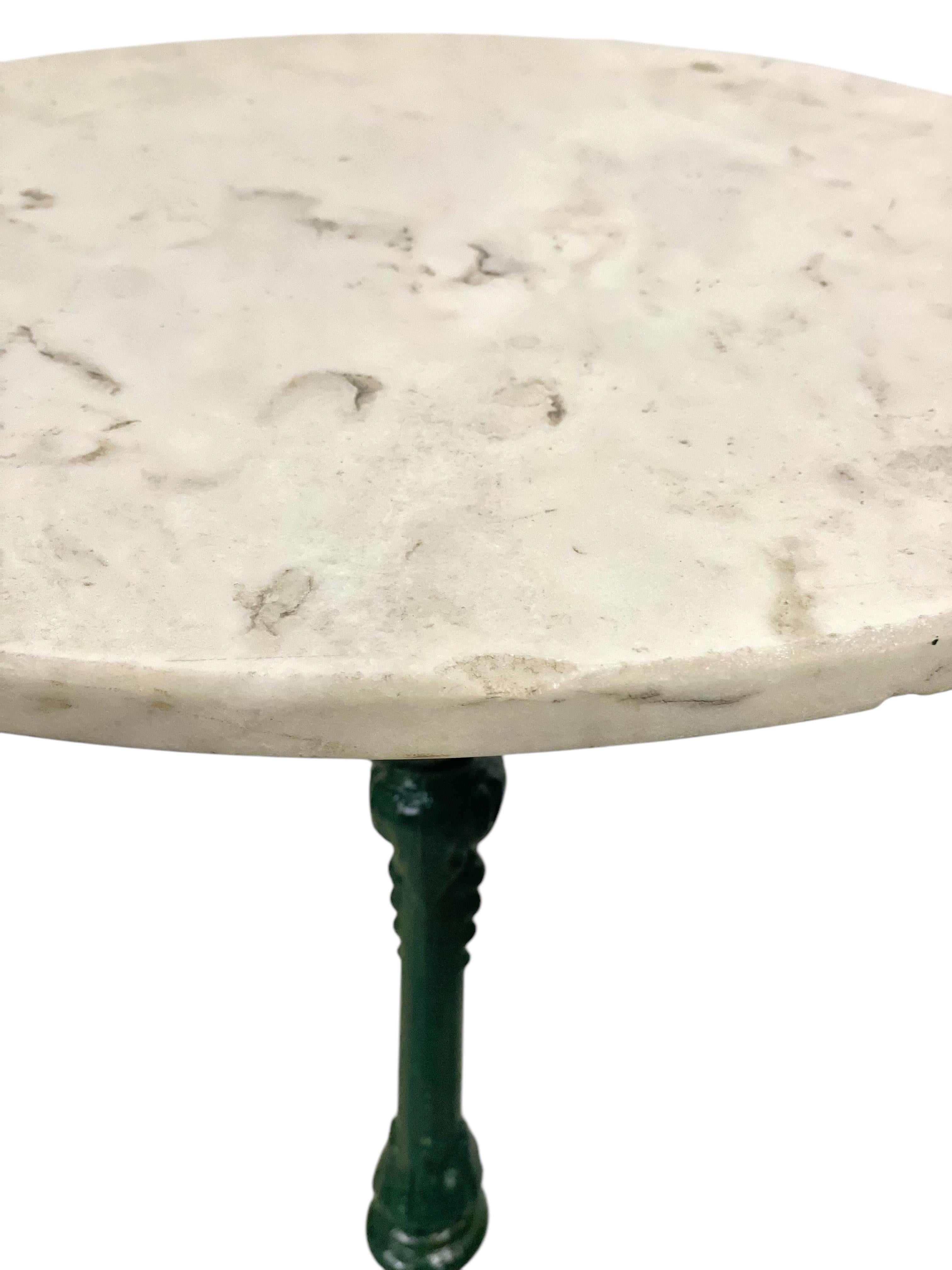 Cast Iron Bistro Table with White Marble Top, 19th Century 4