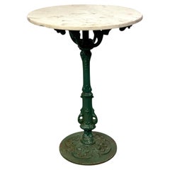 Cast Iron Bistro Table with White Marble Top, 19th Century