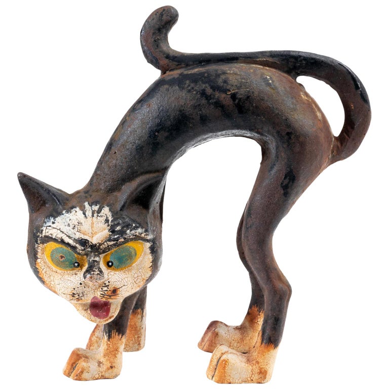 Cast Iron Black Cat Door Stop at 1stDibs
