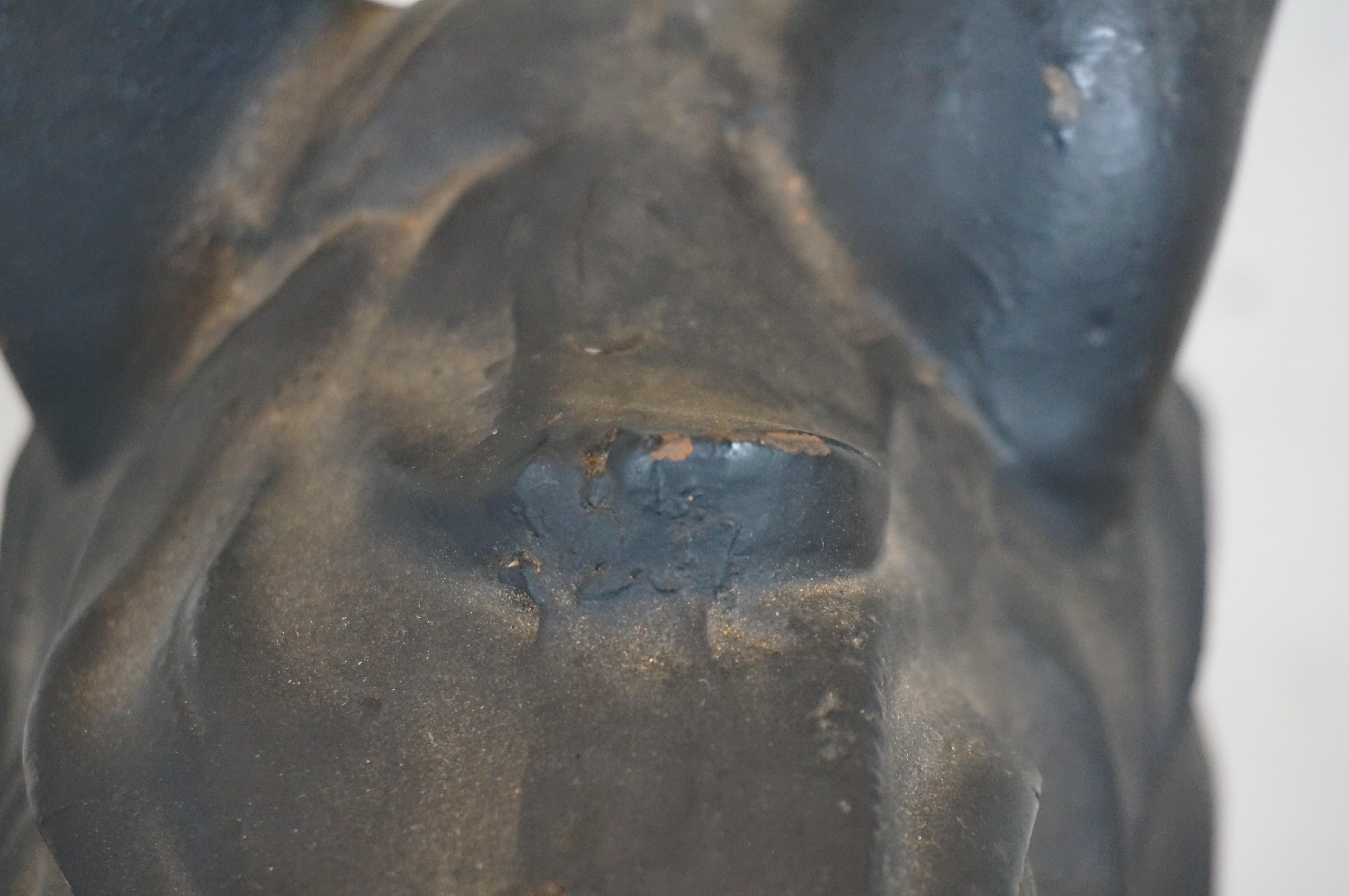 Escultura de hierro fundido con cabeza de caballo negro Estatua de busto 19 pulgadas 2