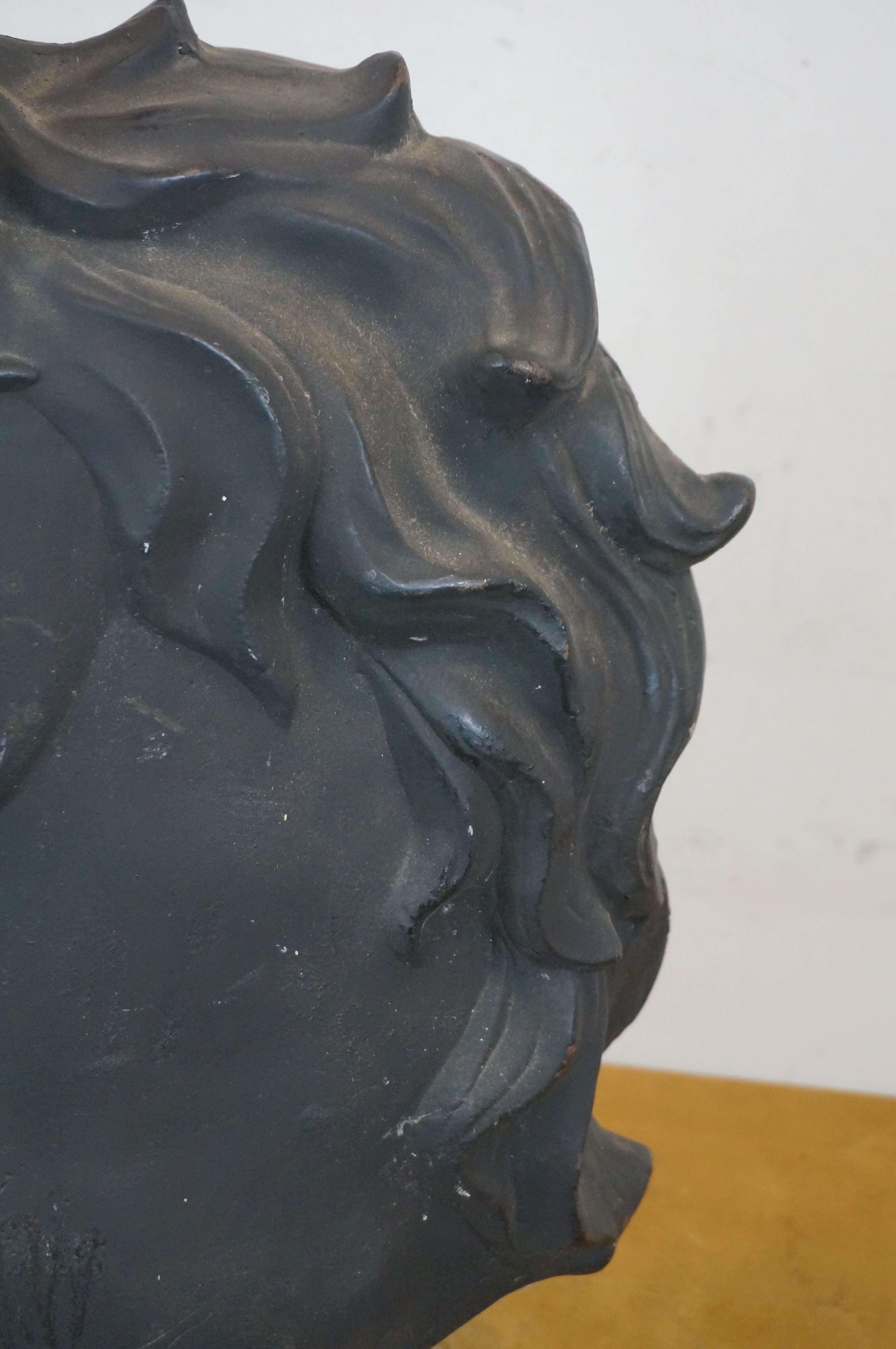 Escultura de hierro fundido con cabeza de caballo negro Estatua de busto 19 pulgadas 4