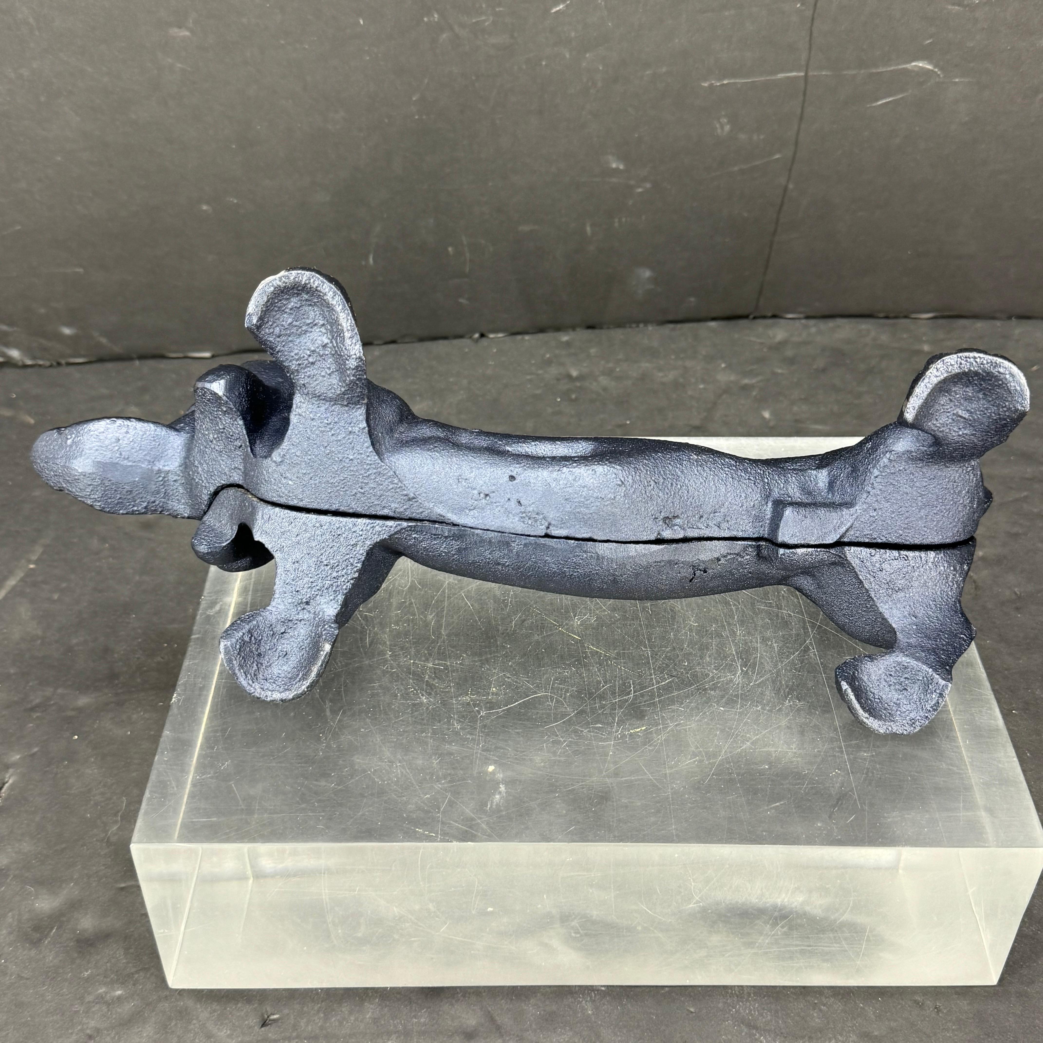 Metal Cast Iron Blue Foot Boot Scraper Door Stop of Dachshund Dog