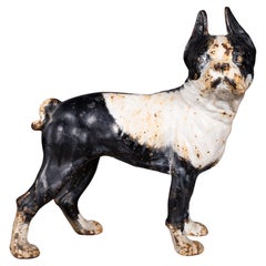 Bostoner Terrier-Türstopper aus Gusseisen von Hubley ca. 1910-1940 (FREE SHIPPING)