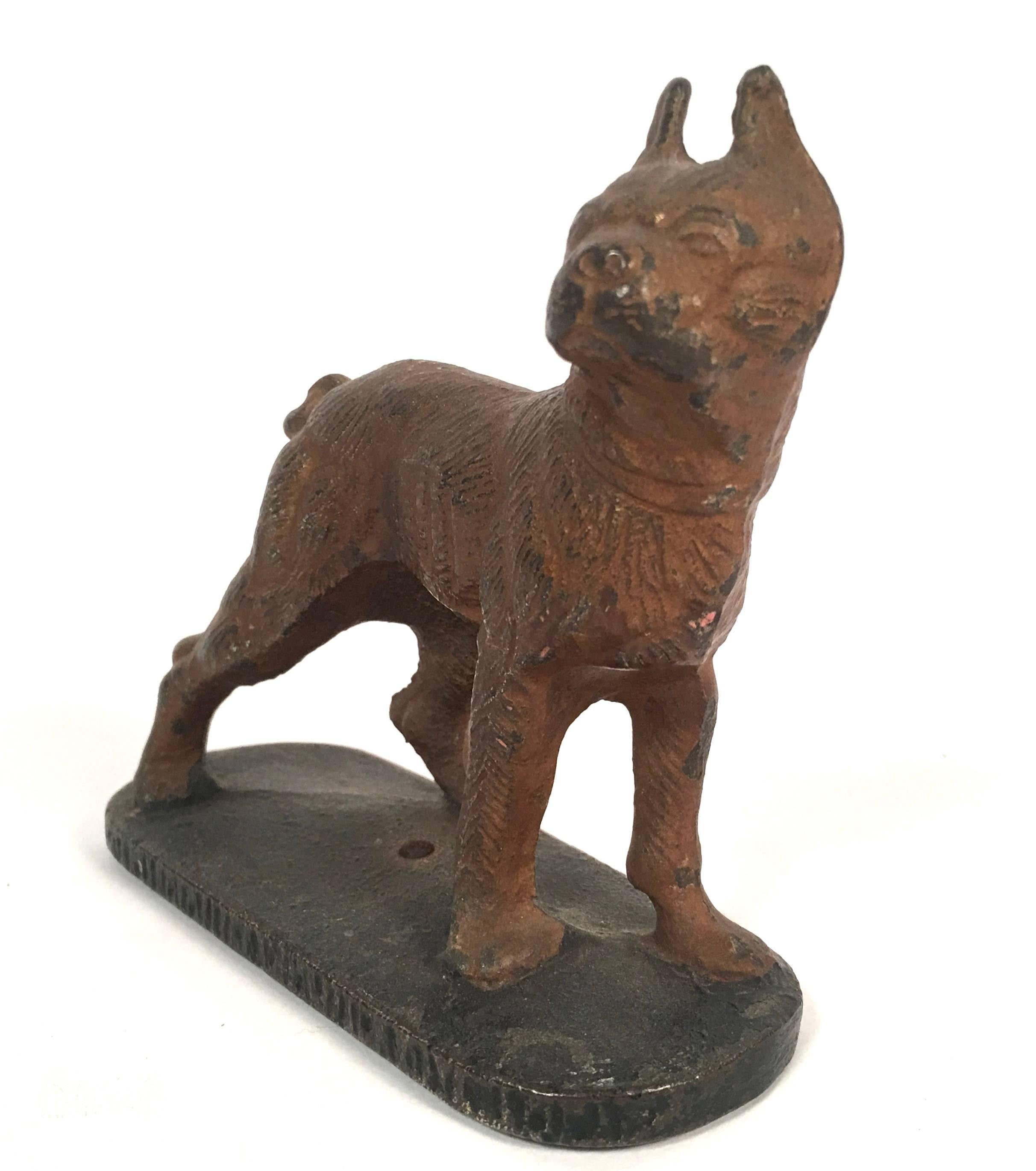 Cast Iron Boston Terrier Paper Weight In Good Condition In Essex, MA