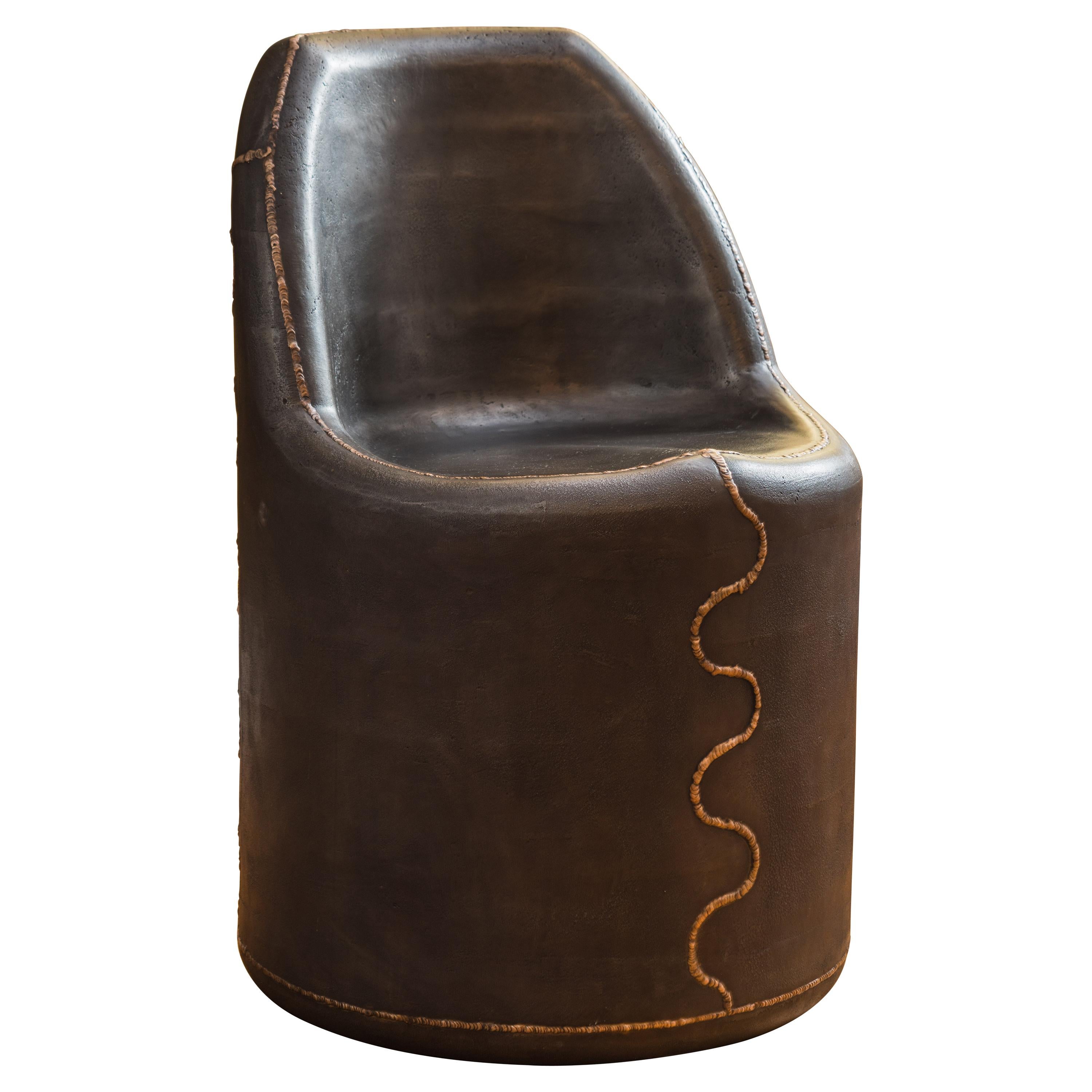 Sculptural Cast Iron & Bronze Accent Chair