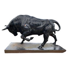 Used Cast Iron Bull Statue