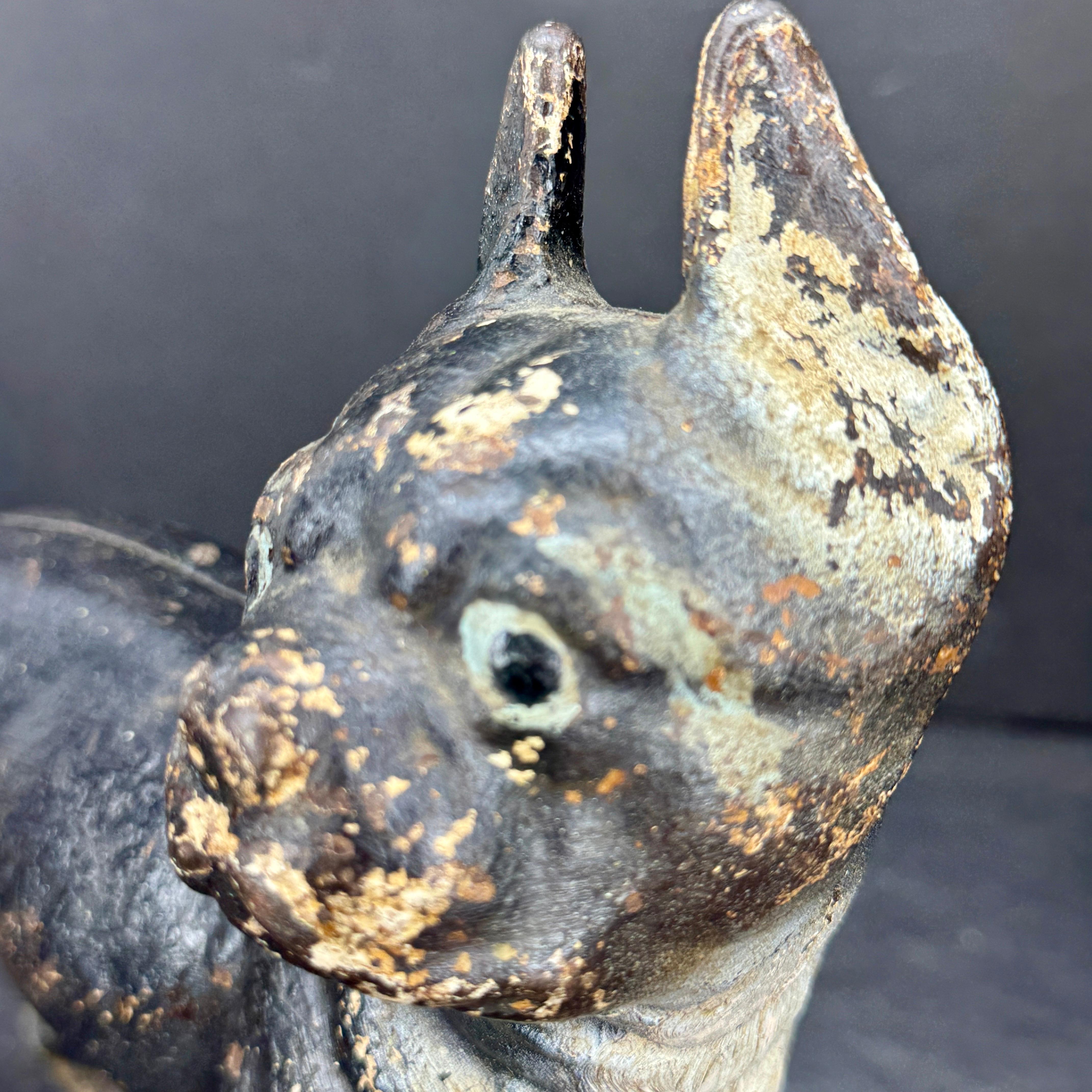 Estatua de hierro fundido Bulldog Dog Door Stopper siglo XIX