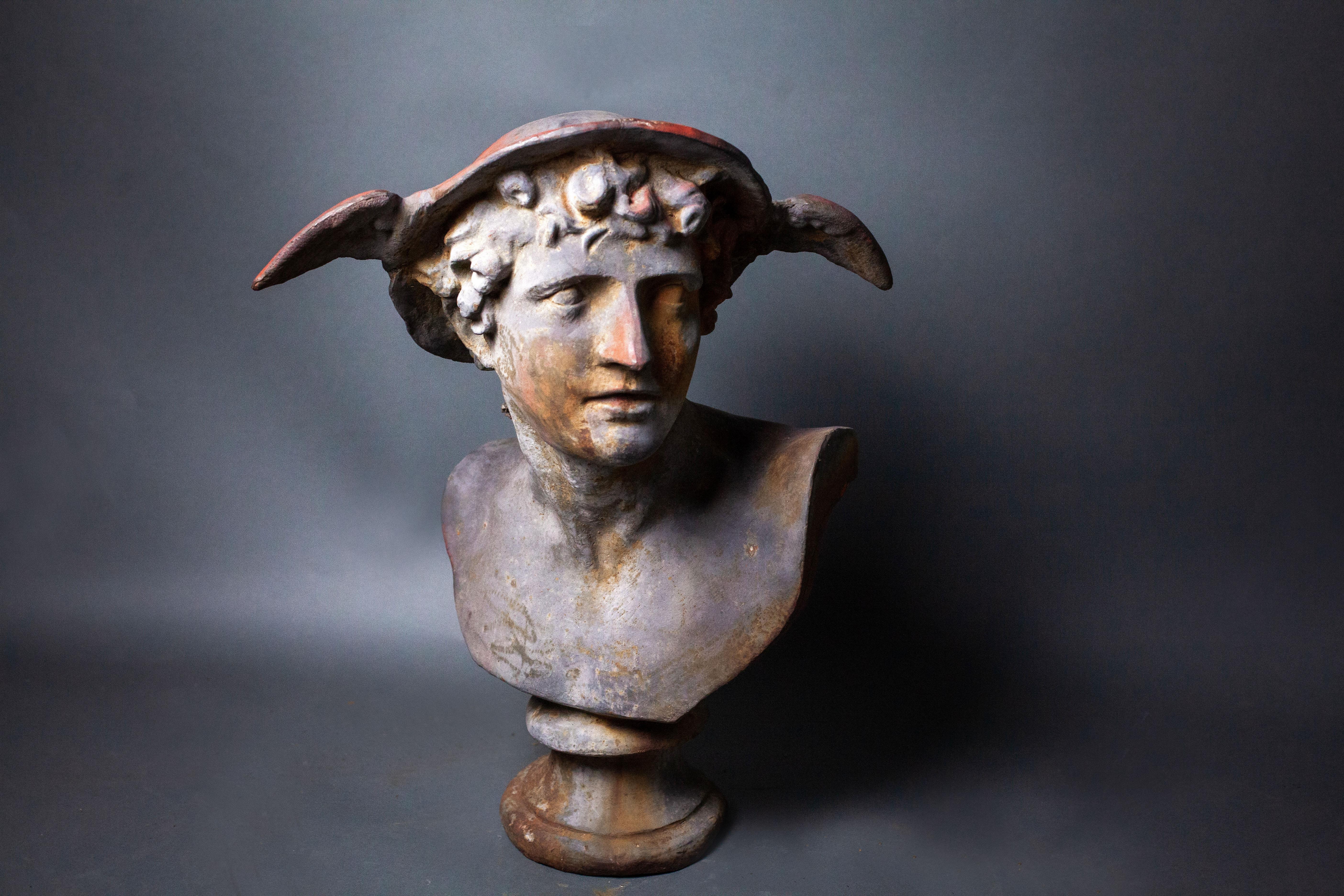 Classical Roman Cast Iron Bust of Nike  For Sale