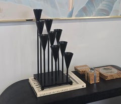 Cast Iron Candlelabra in the Style of Harry Bertoia