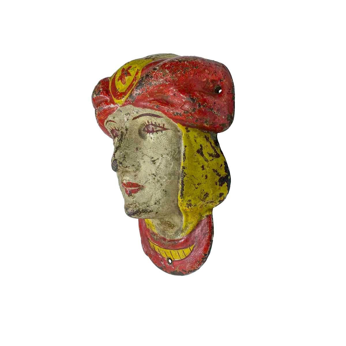 Folk Art Cast-iron Carousel Ornament of a Woman in a Turban