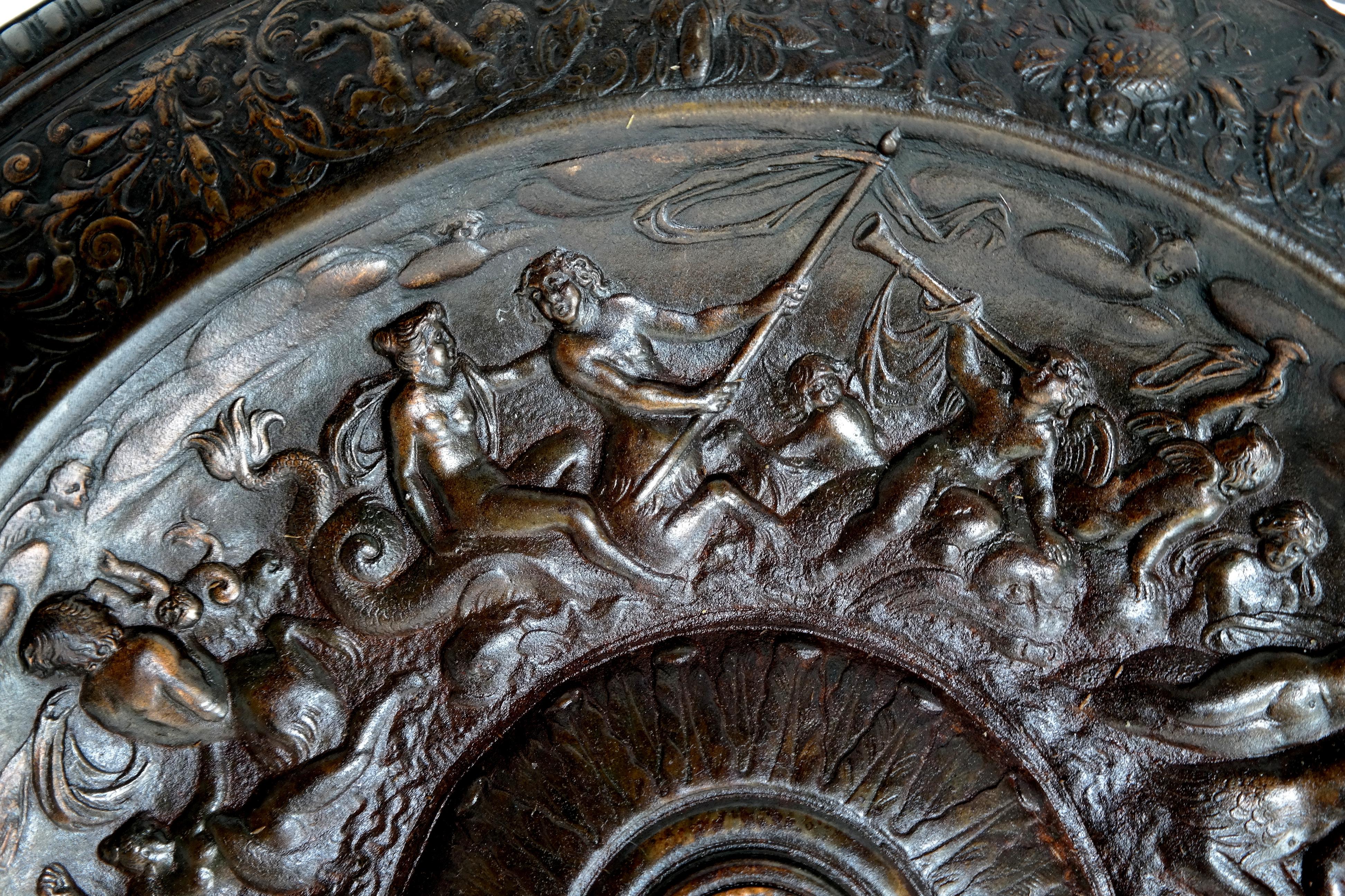 European Cast Iron Charger with Mythological Scenes