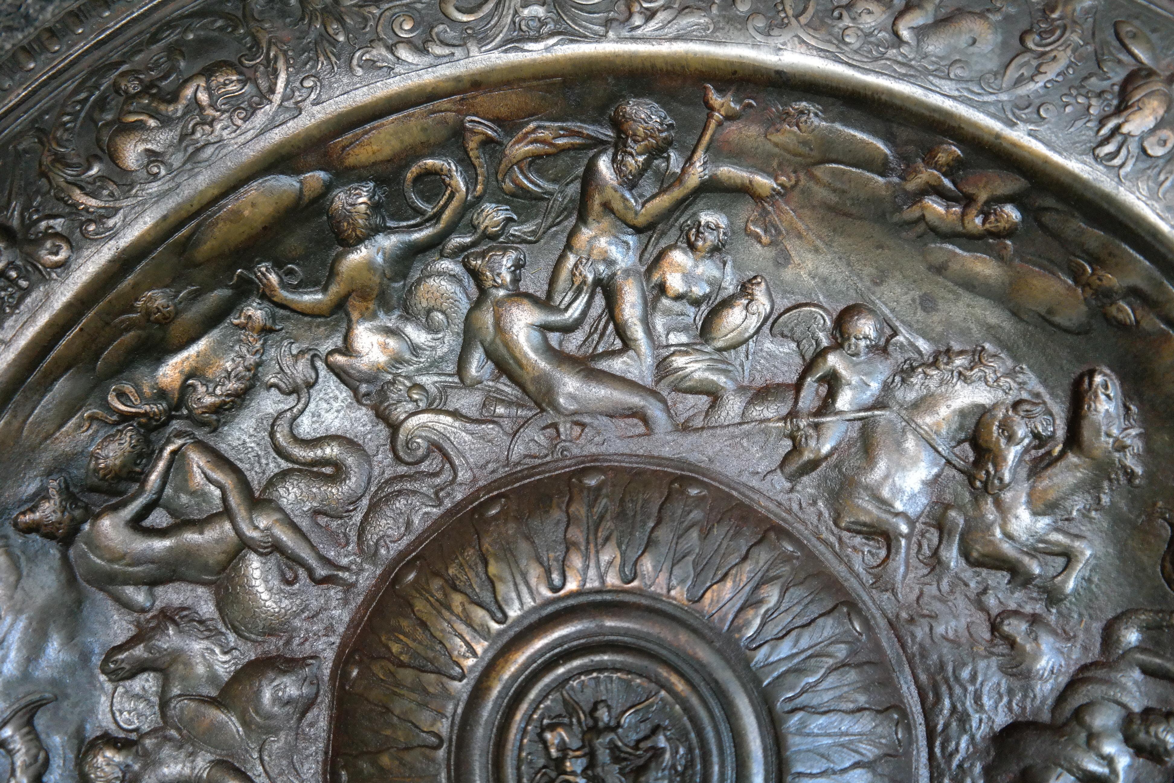 20th Century Cast Iron Charger with Mythological Scenes