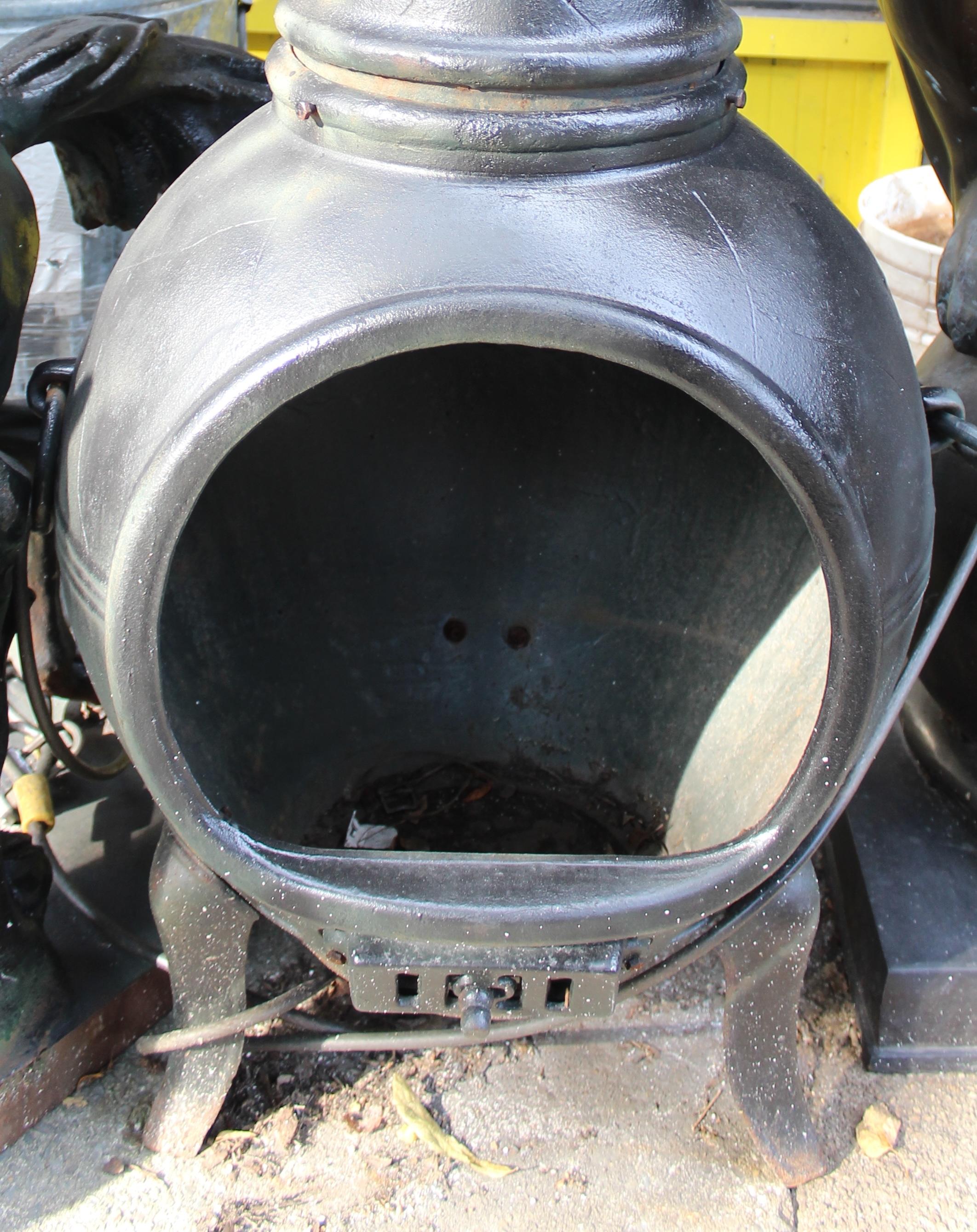 Mid-Century Modern Cast Iron Chiminea / Stove For Sale