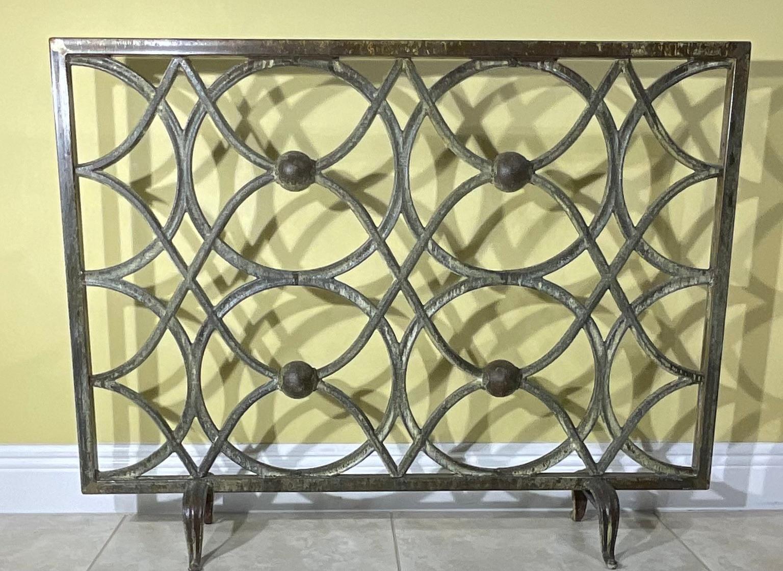 Cast Iron Circle Motif Fireplace Screen For Sale 7