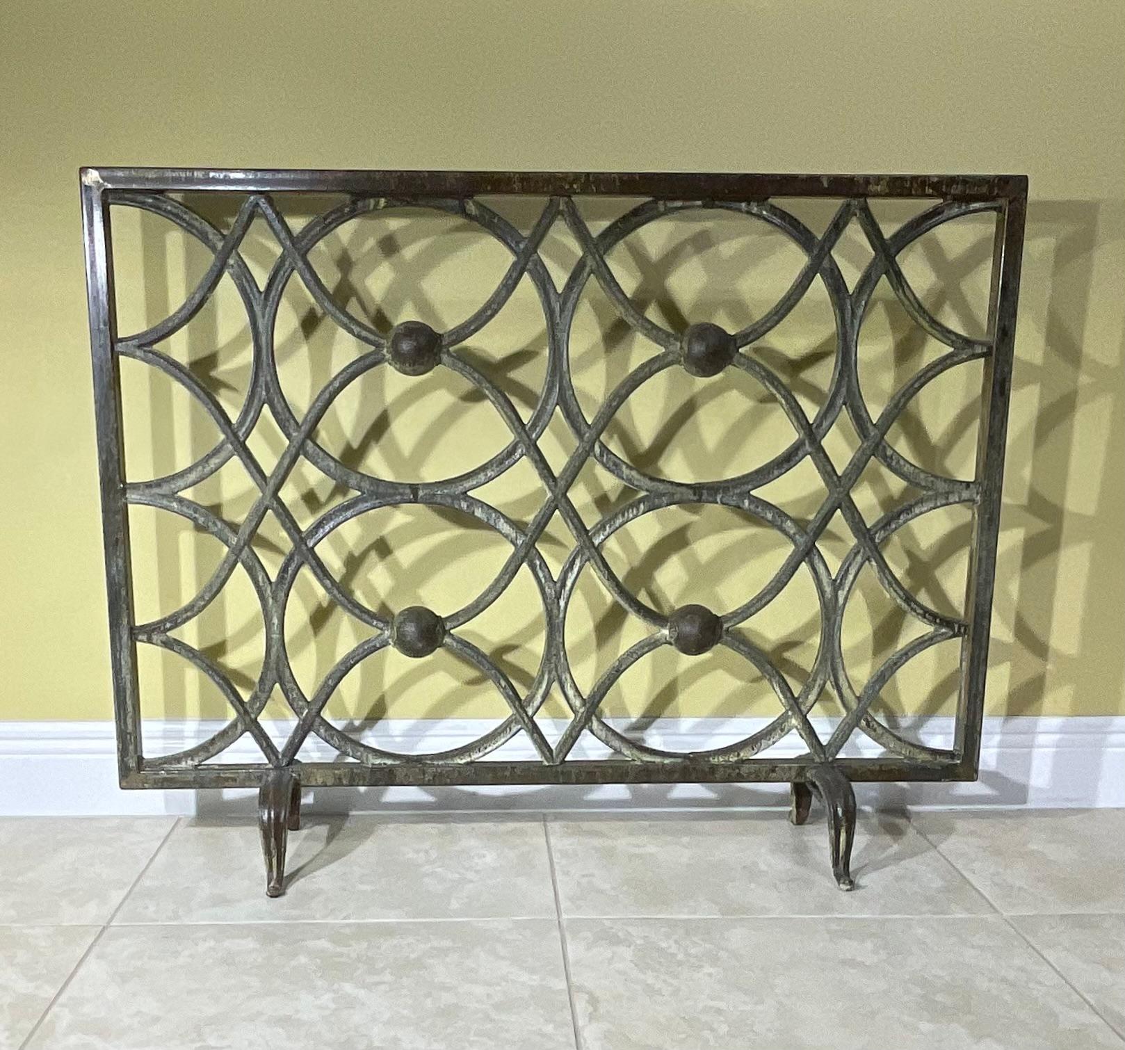 Cast Iron Circle Motif Fireplace Screen For Sale 8