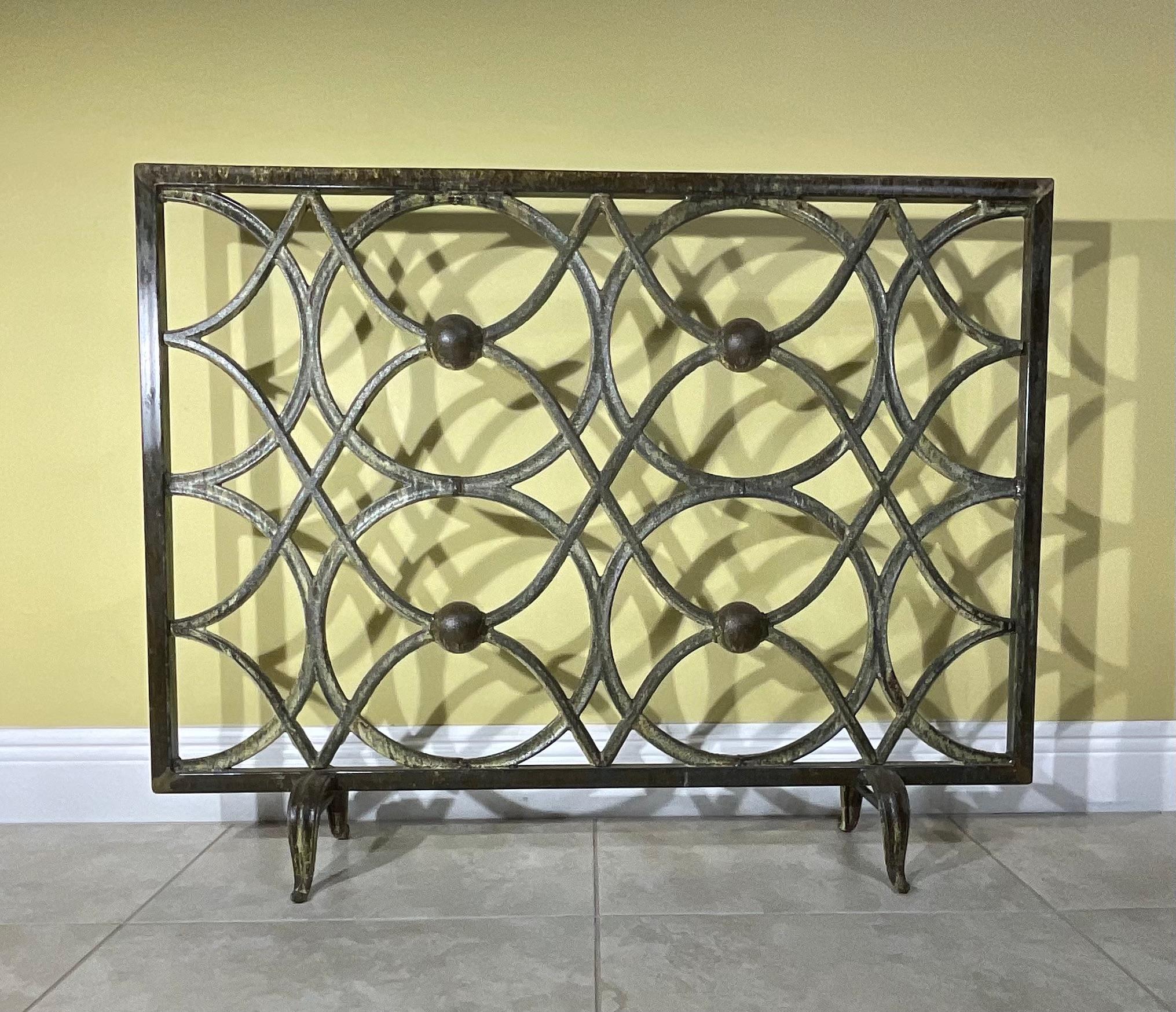 American Cast Iron Circle Motif Fireplace Screen For Sale