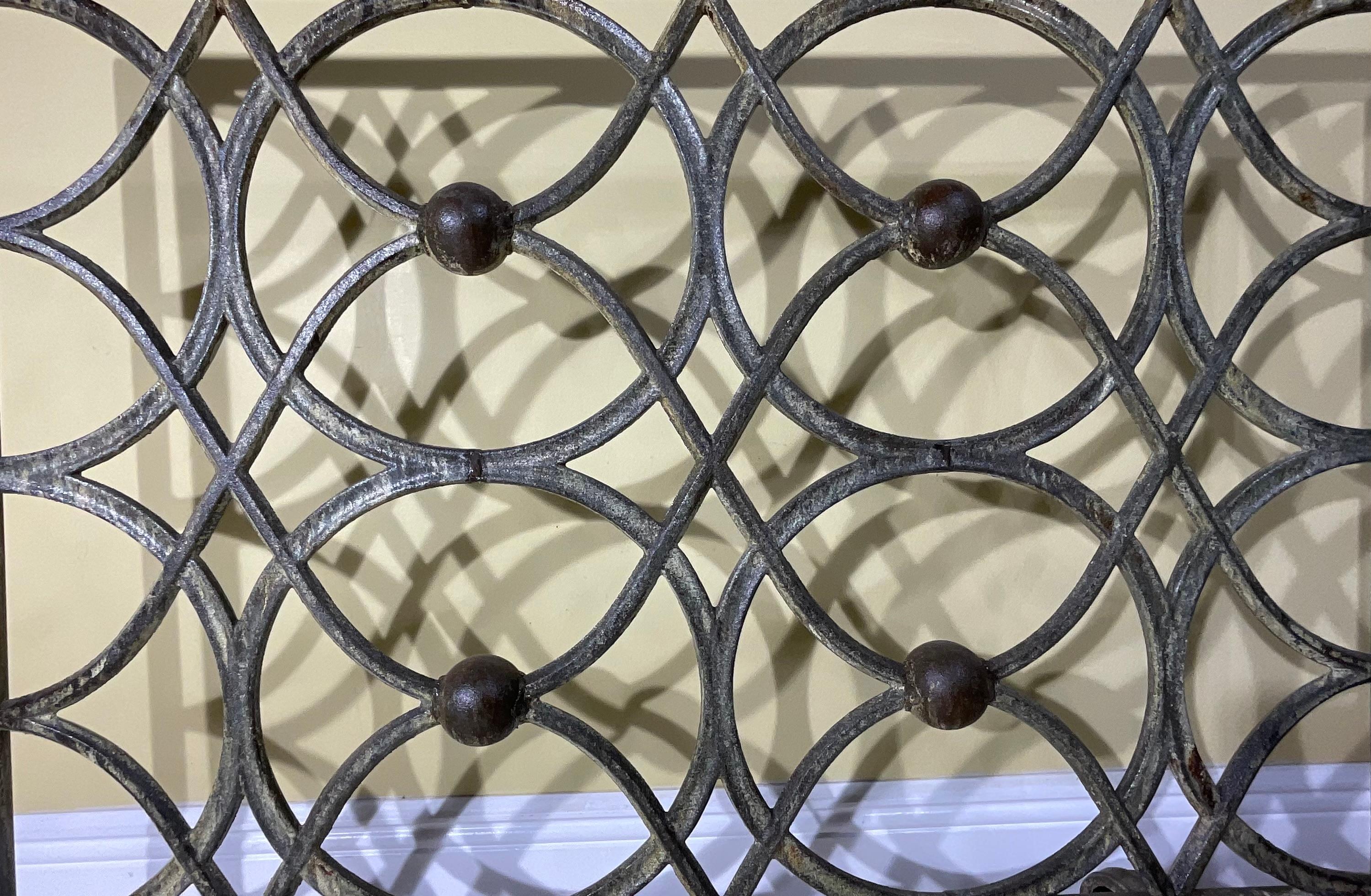 Contemporary Cast Iron Circle Motif Fireplace Screen For Sale