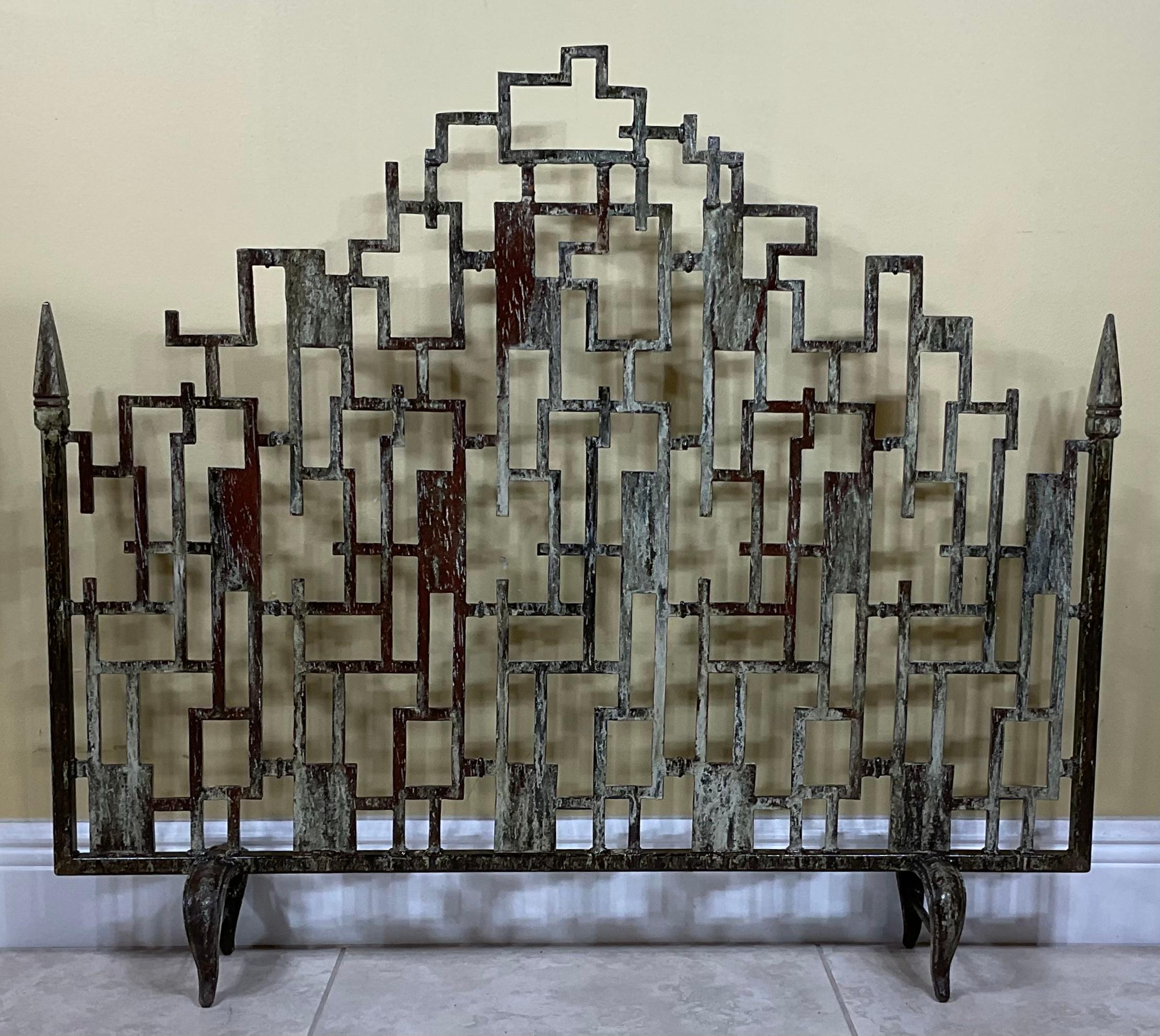 Cast Iron Cityscape Fireplace Screen For Sale 5