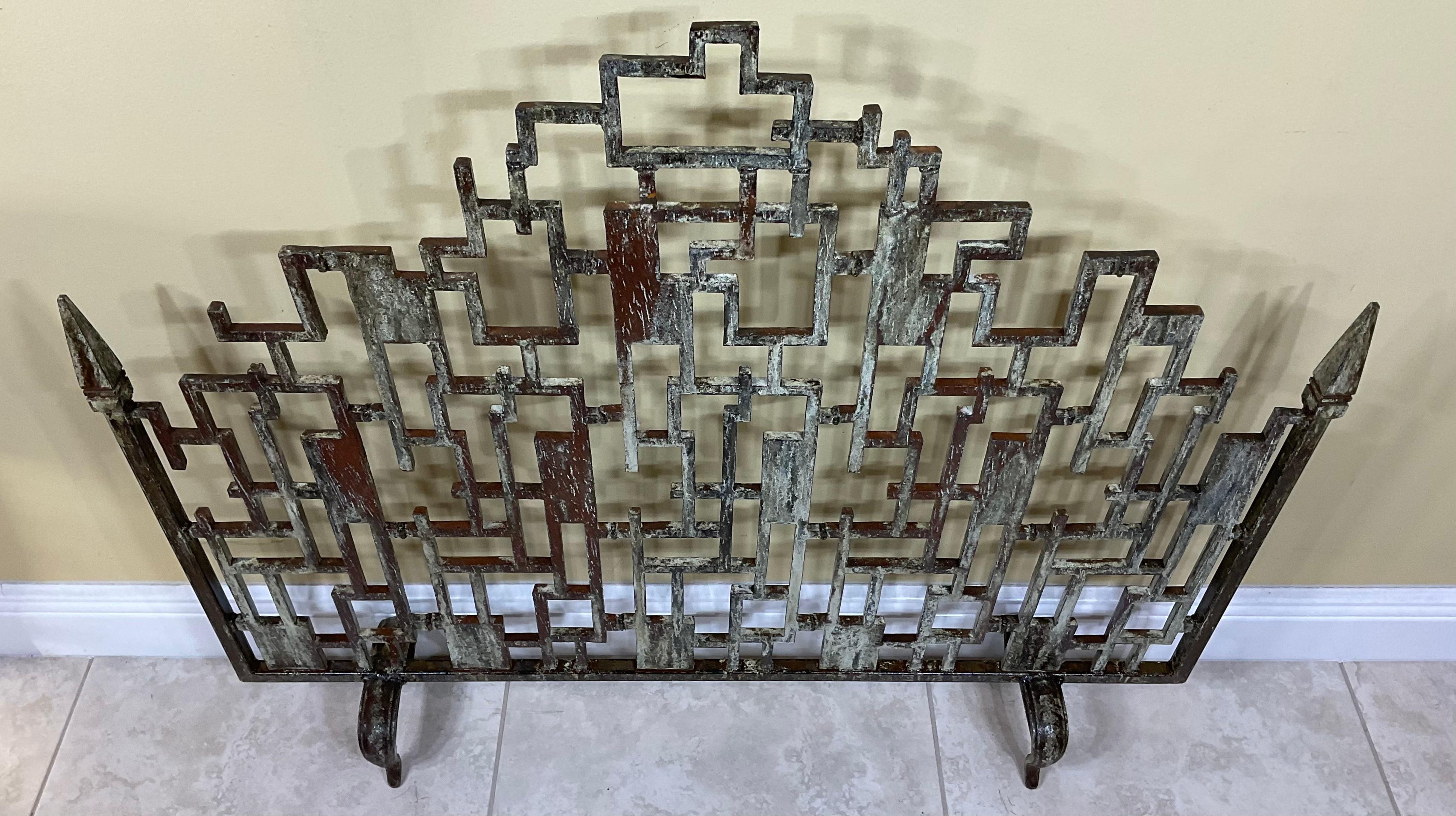 Cast Iron Cityscape Fireplace Screen For Sale 1