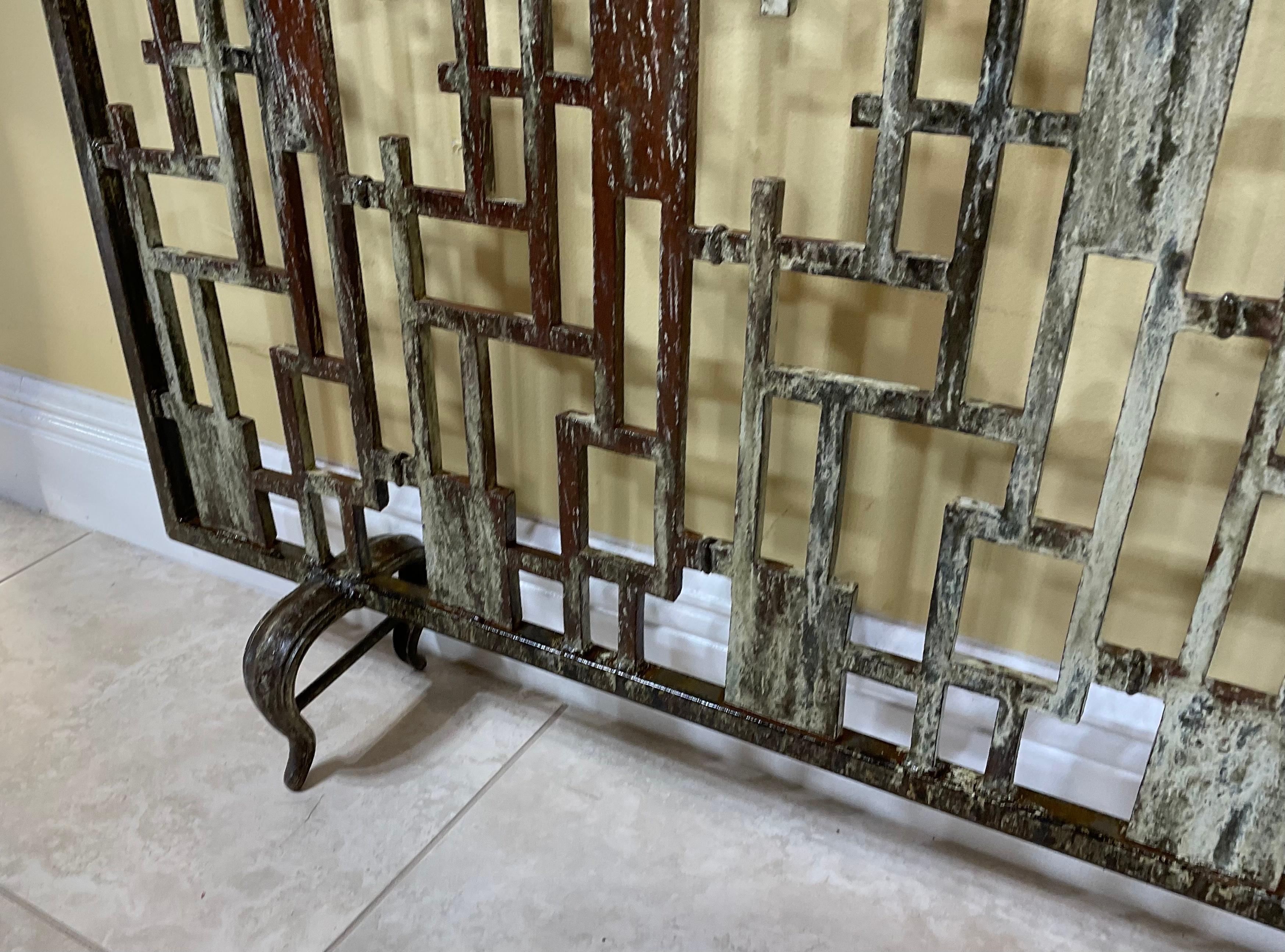 Cast Iron Cityscape Fireplace Screen For Sale 2