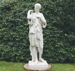 French White Cast-iron Classical Statue of Diana de Gabii