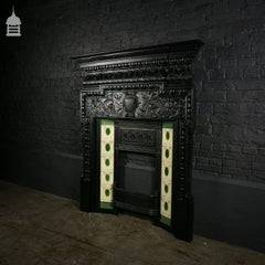 Cast Iron Coalbrookdale Arts & Crafts Fireplace Surround with Immaculate Tiles