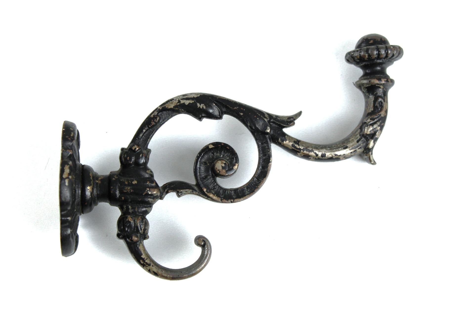 Baroque Cast Iron Coat Hooks, 1880s, Set of 6 For Sale
