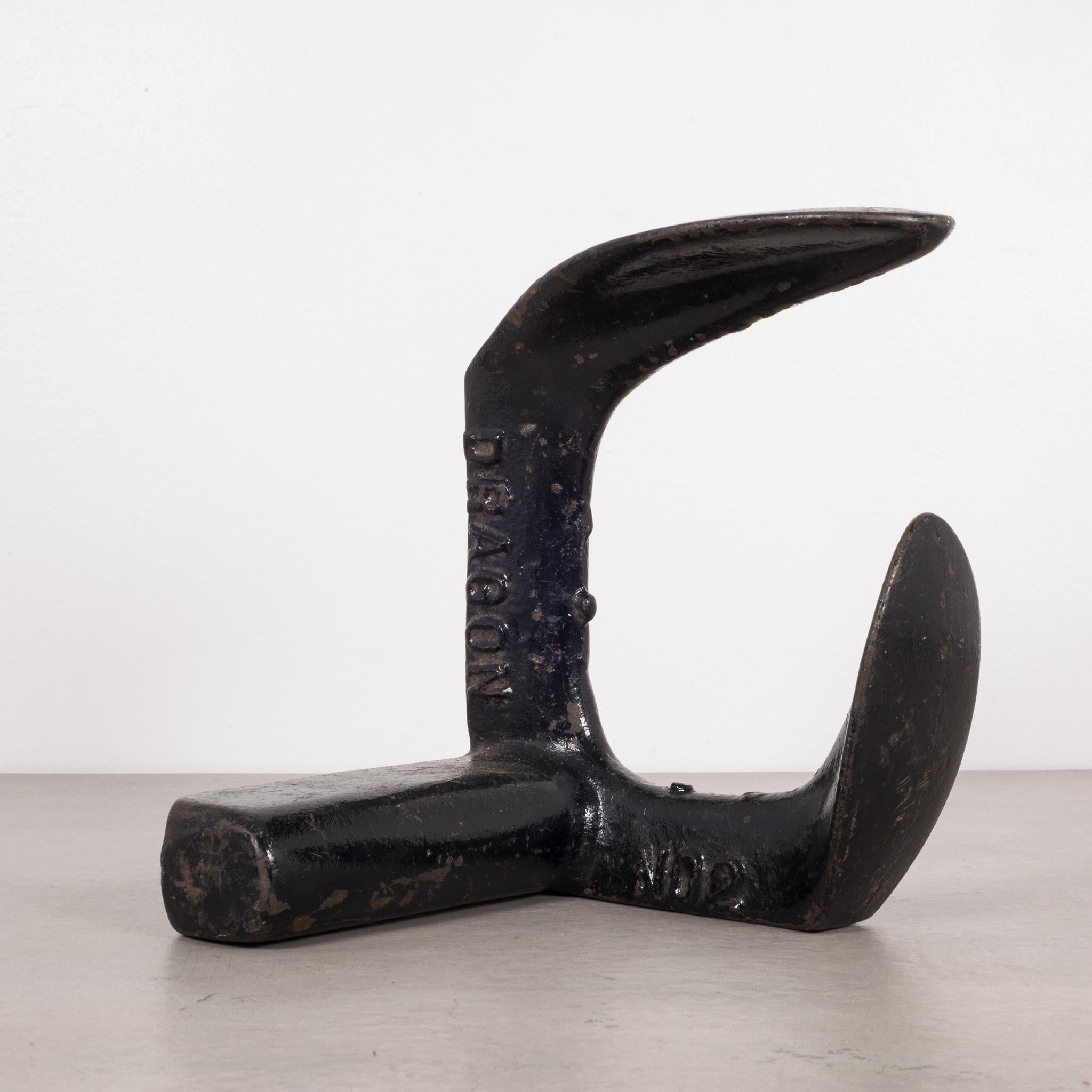 About

This is a solid cast iron Dragon #2 shoe form used by cobbler's to make shoes. Heavy enough to be used as doorstop. This piece has retained its original finish.

Creator unknown.
Date of manufacture circa 1900-1940.
Materials and