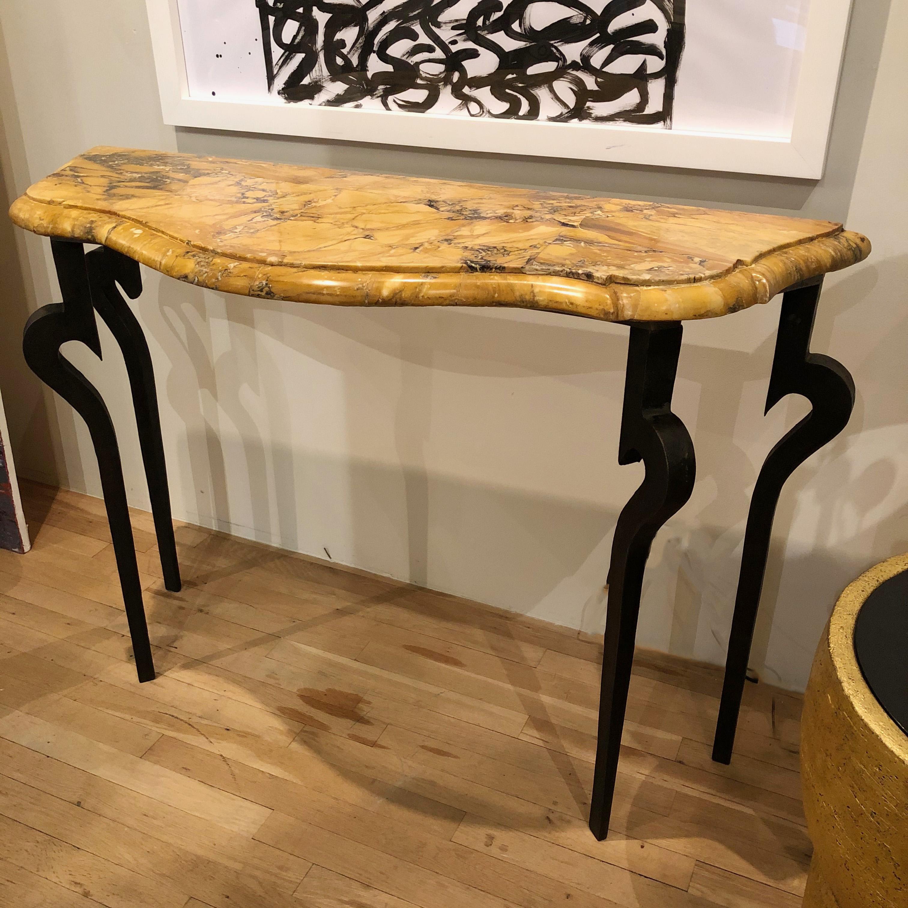 European Cast Iron Console with Sienna Marble Top