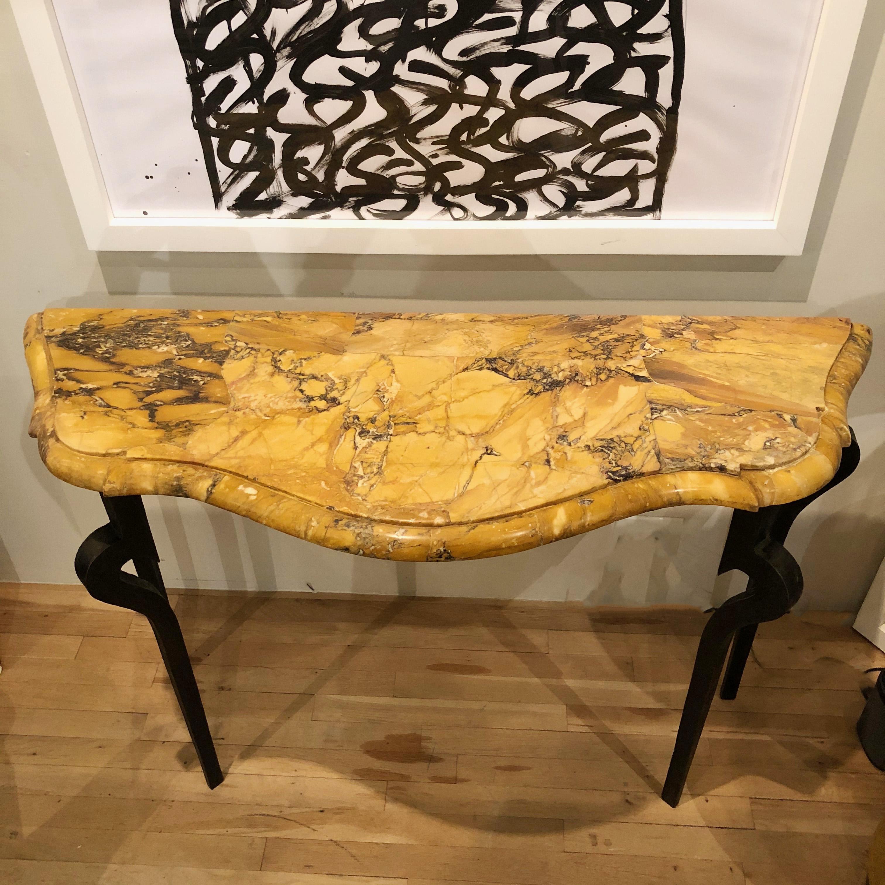 Cast Iron Console with Sienna Marble Top In Good Condition In New York, NY