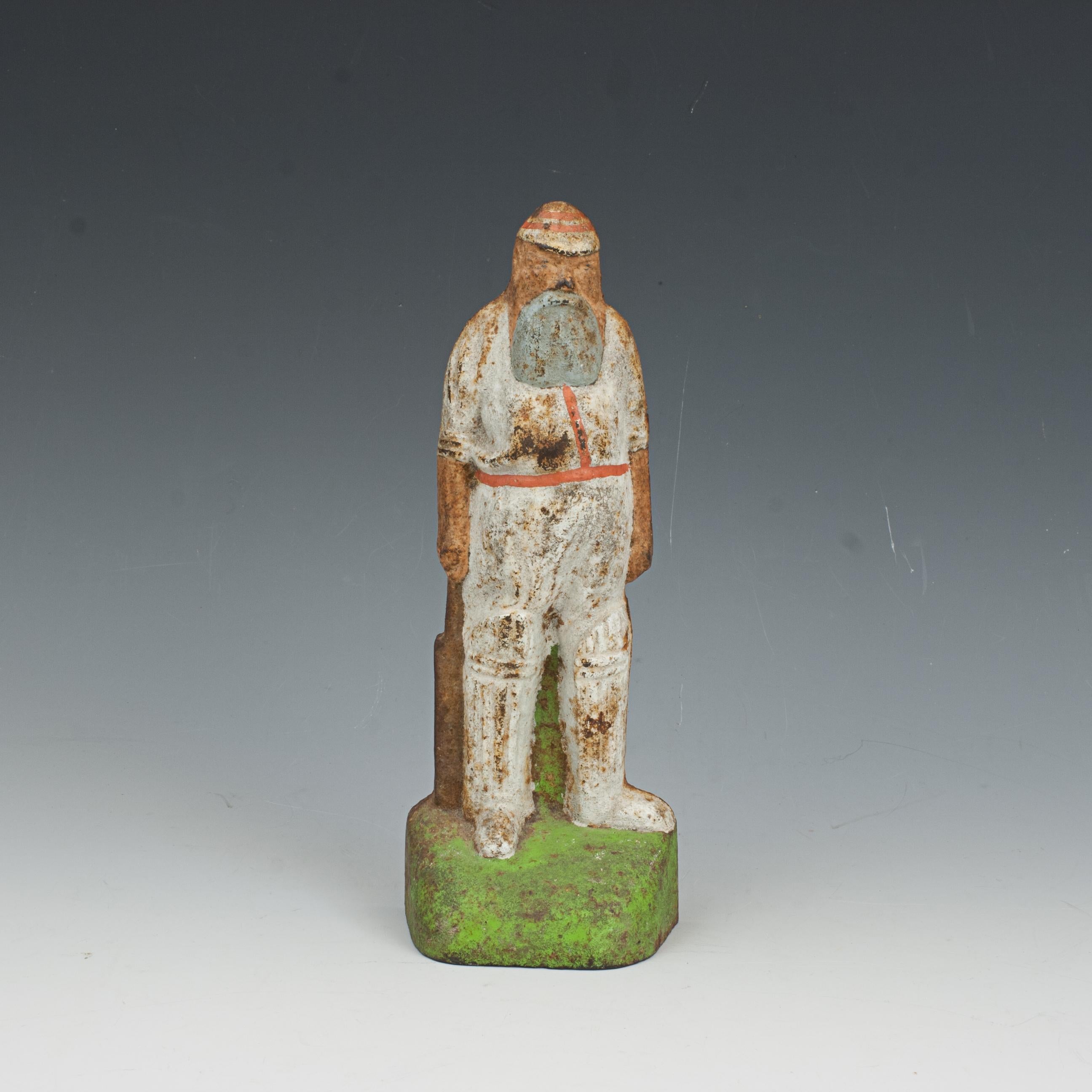 Vintage W.G. Grace Doorstop.
A good rare vintage cast iron cricket doorstop of of W.G. Grace. The caricature figure of Grace sees him in his cricket whites with pads and holding a cricket bat. The doorstop with the majority of original paint but