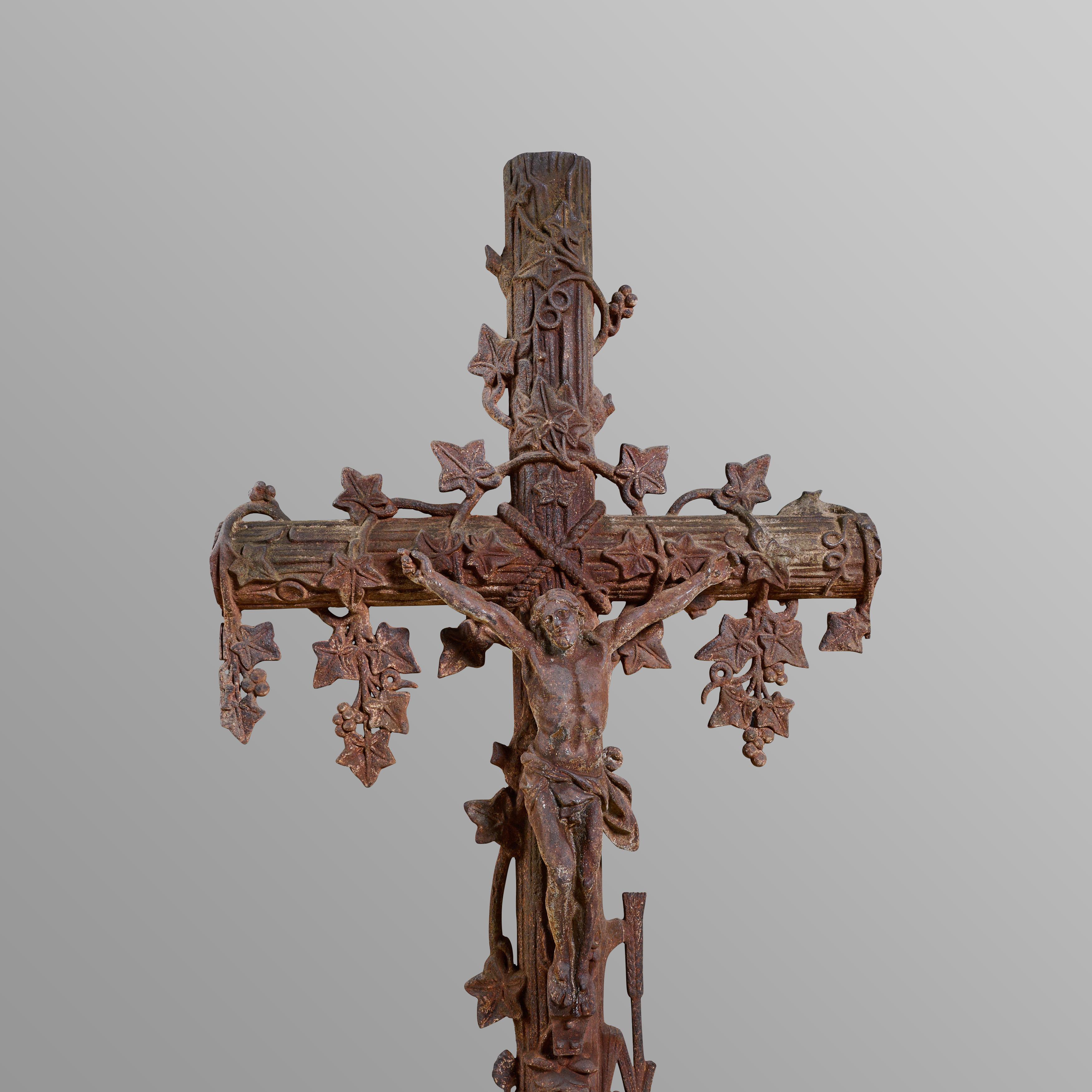 French Cast Iron Crucifix For Sale